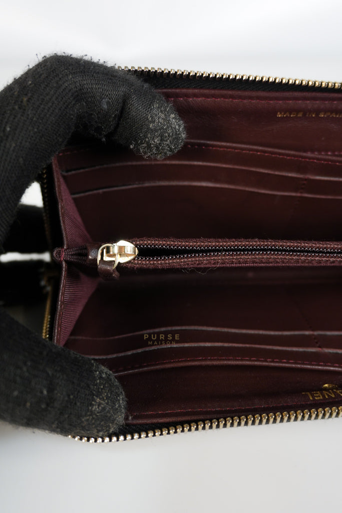 Zip Long Wallet In Black Quilted Lambskin Leather(Series 26) | Purse Maison Luxury Bags Shop