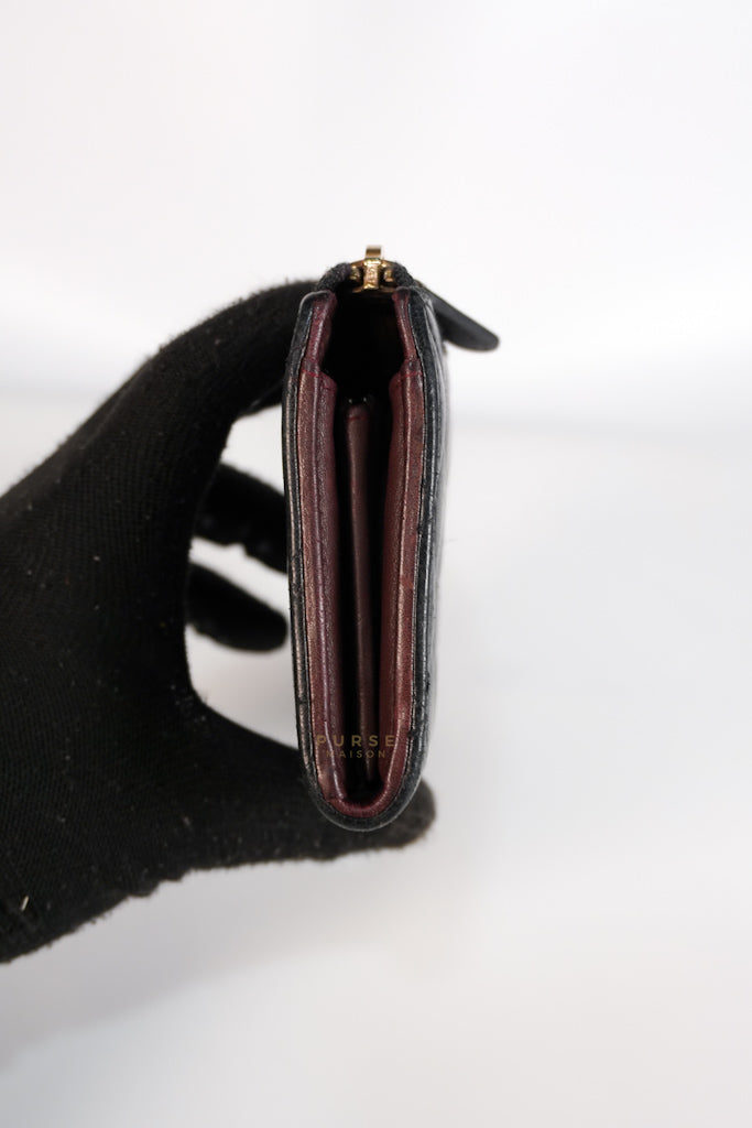 Zip Long Wallet In Black Quilted Lambskin Leather(Series 26) | Purse Maison Luxury Bags Shop