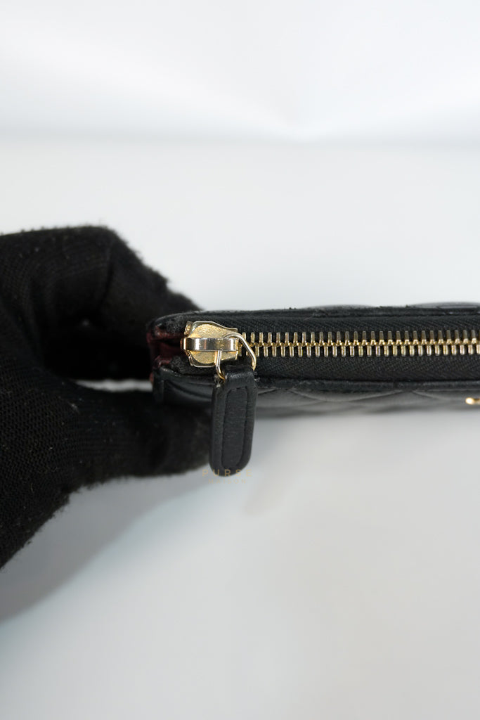 Zip Long Wallet In Black Quilted Lambskin Leather(Series 26) | Purse Maison Luxury Bags Shop