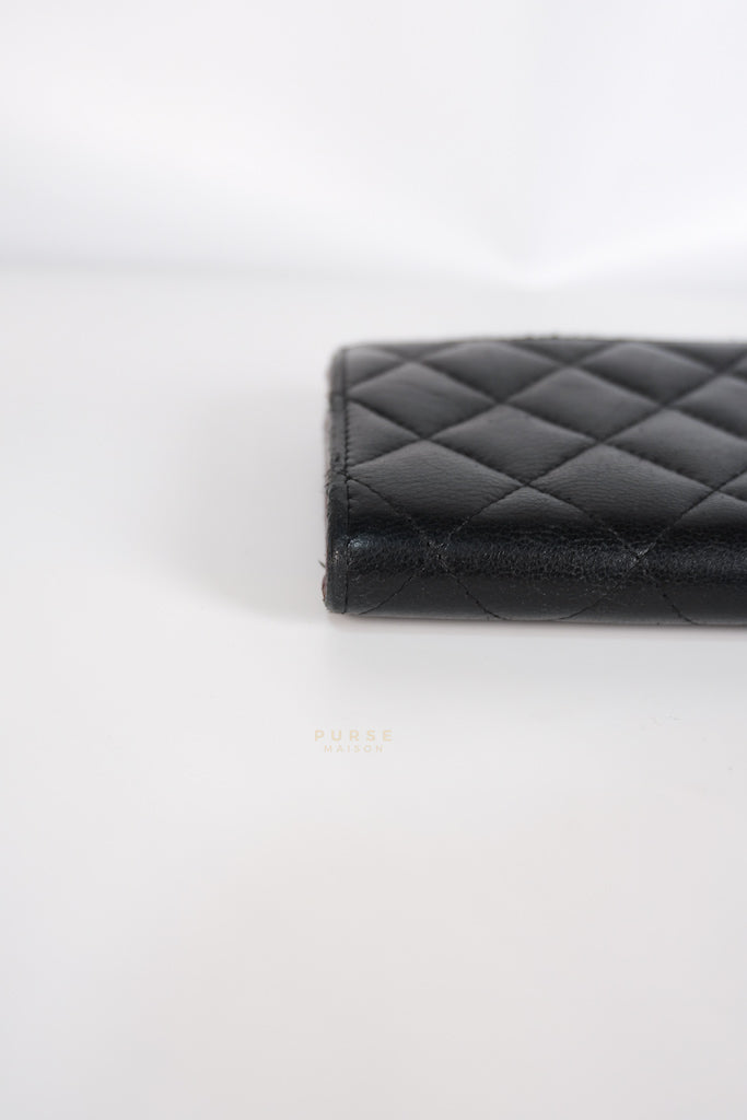 Zip Long Wallet In Black Quilted Lambskin Leather(Series 26) | Purse Maison Luxury Bags Shop