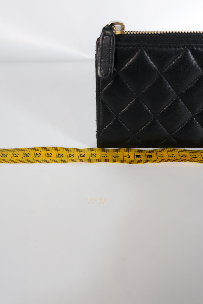 Zip Long Wallet In Black Quilted Lambskin Leather(Series 26) | Purse Maison Luxury Bags Shop
