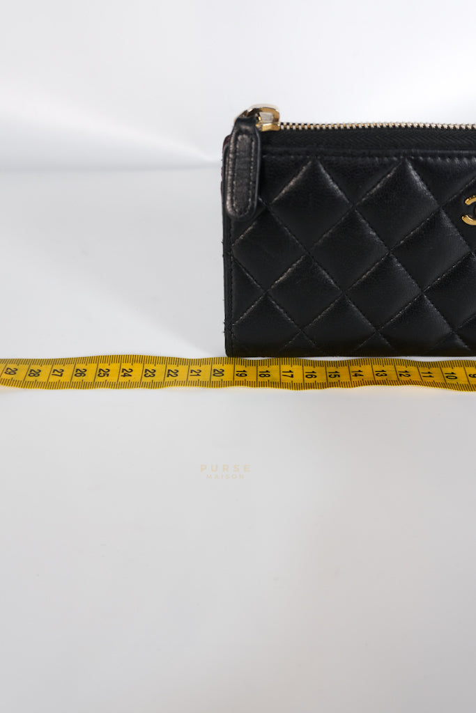 Zip Long Wallet In Black Quilted Lambskin Leather(Series 26) | Purse Maison Luxury Bags Shop
