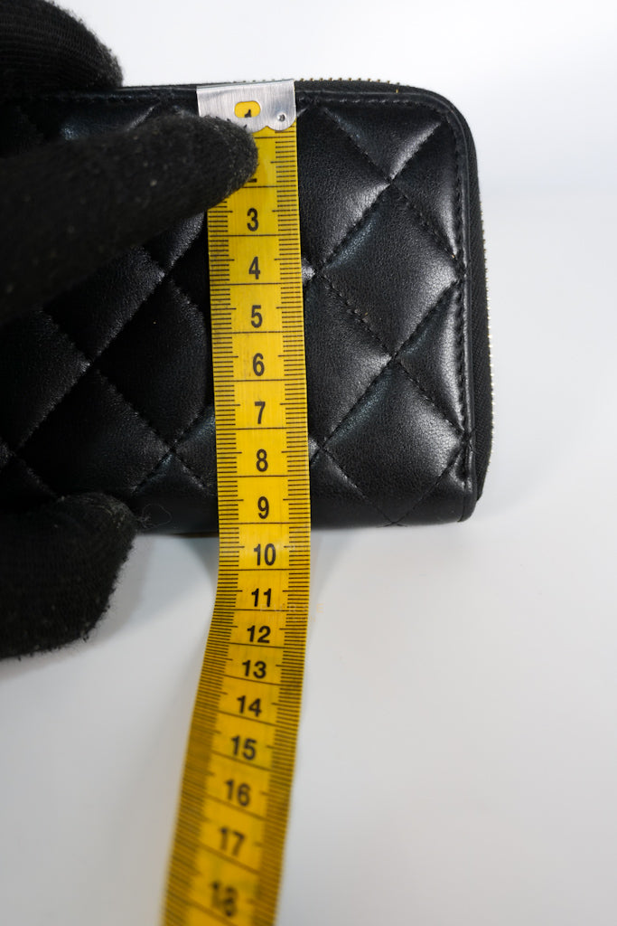 Zip Long Wallet In Black Quilted Lambskin Leather(Series 26) | Purse Maison Luxury Bags Shop