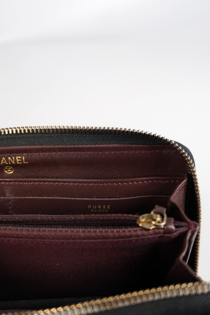 Zip Long Wallet In Black Quilted Lambskin Leather(Series 26) | Purse Maison Luxury Bags Shop