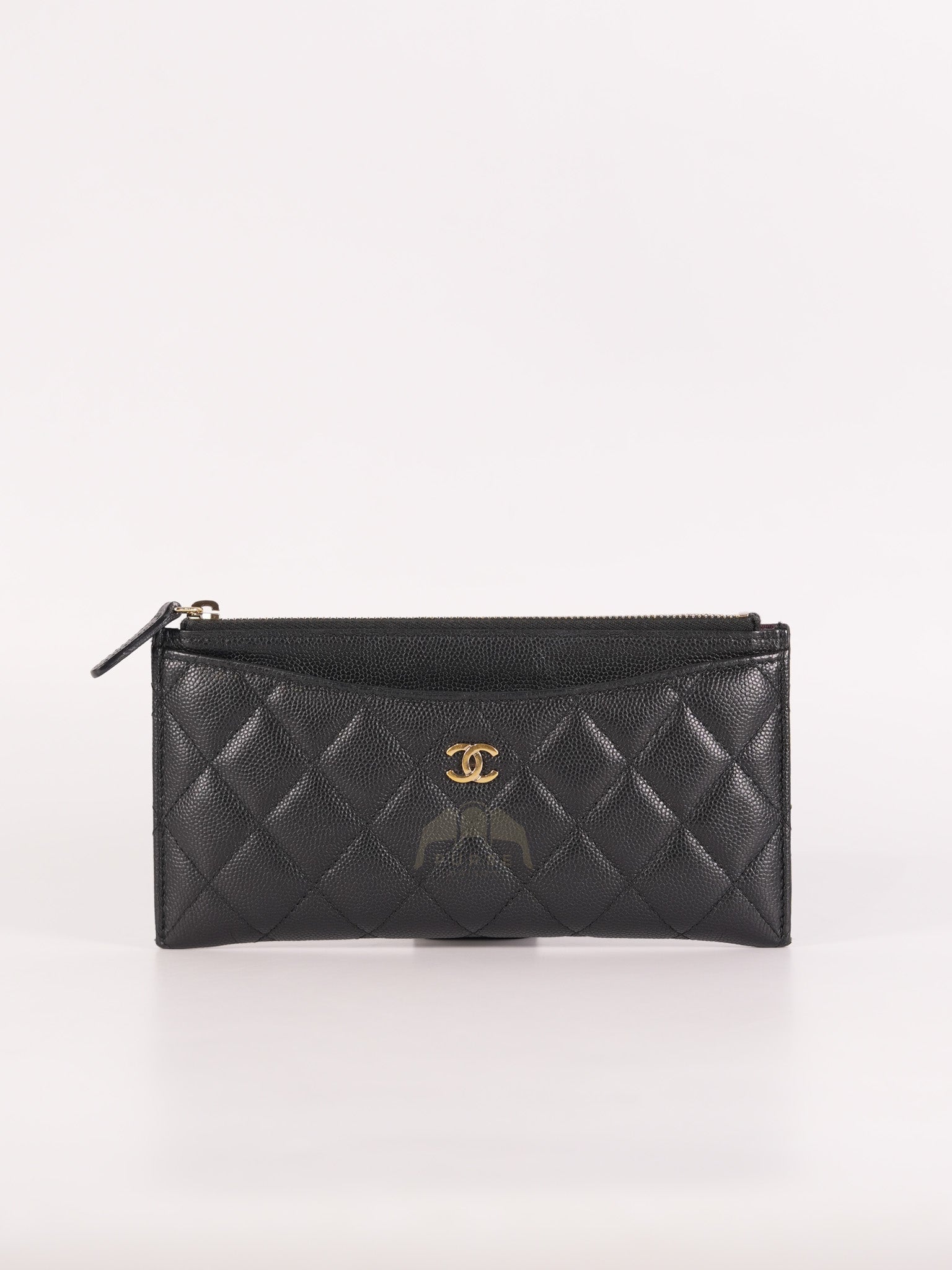 Zip Pouch Wallet in Black Caviar Leather Gold Hardware (Series 28) | Purse Maison Luxury Bags Shop