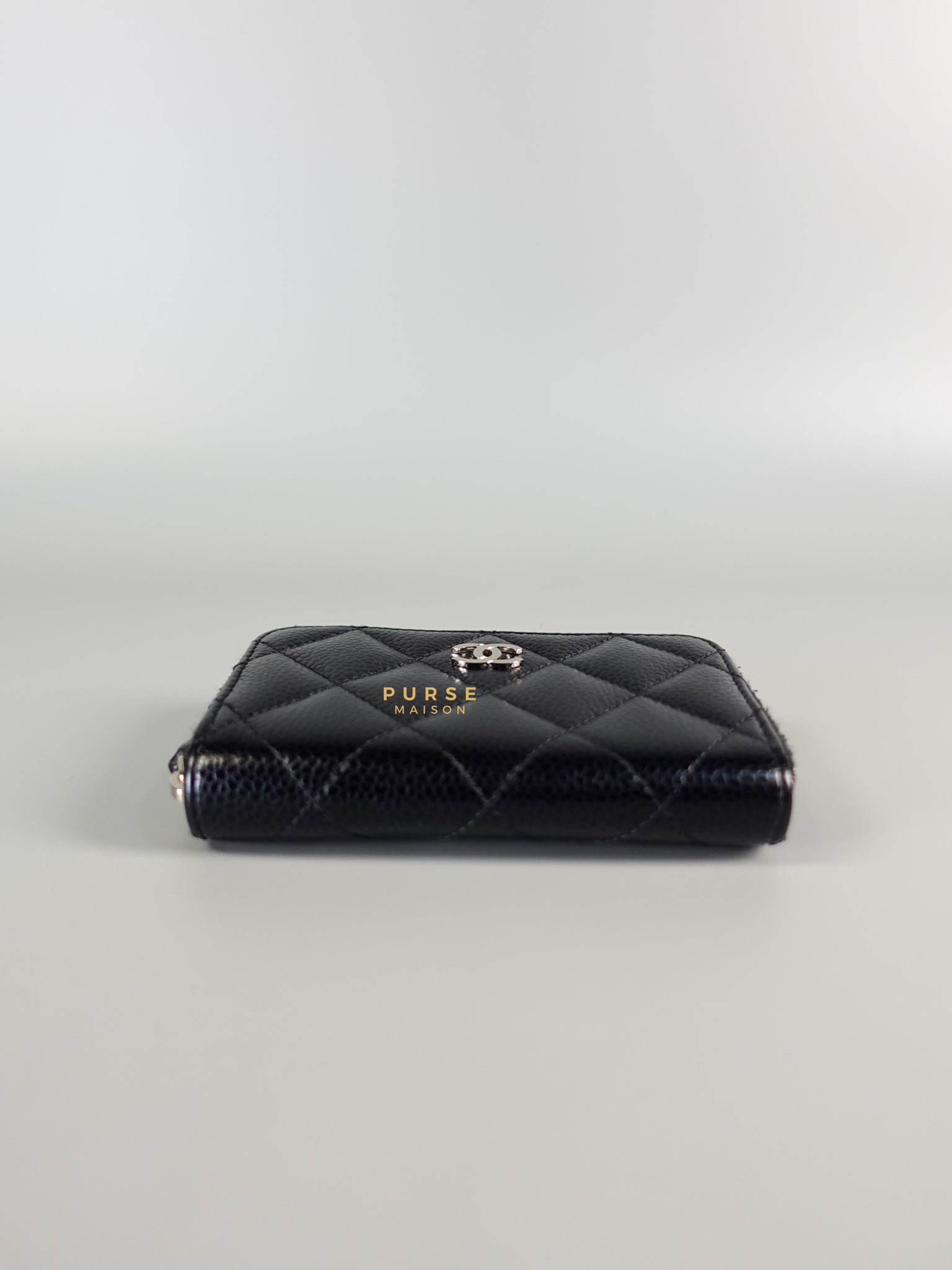 Zipped Cardholder in Black Caviar Leather & Silver Hardware Series 23 | Purse Maison Luxury Bags Shop