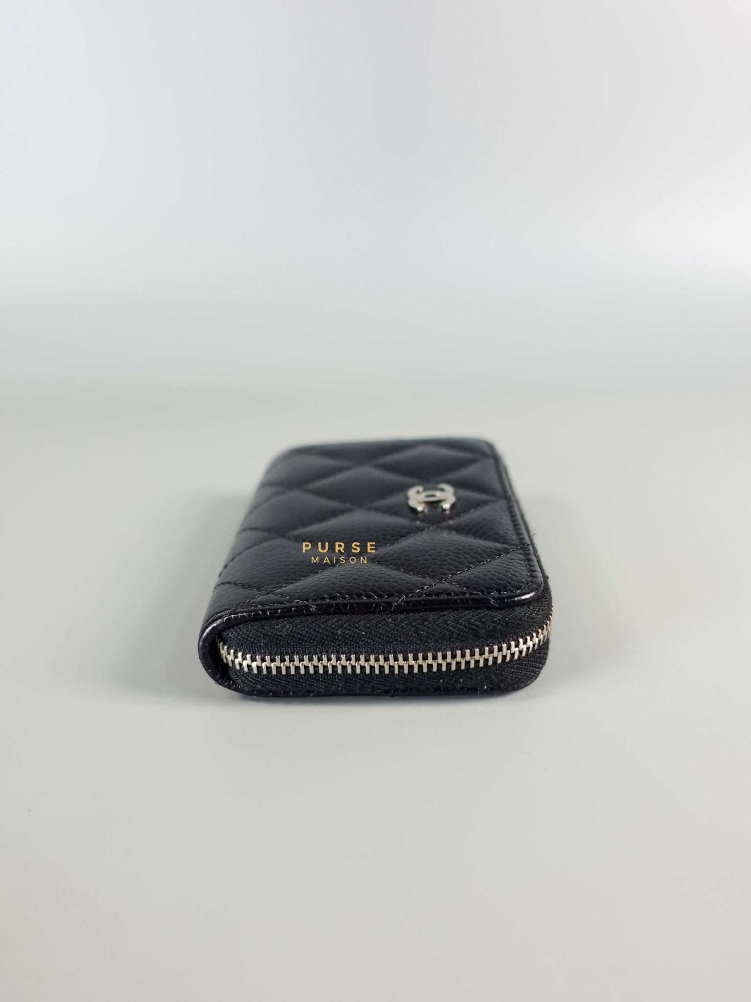 Zipped Cardholder in Black Caviar Leather & Silver Hardware Series 23 | Purse Maison Luxury Bags Shop