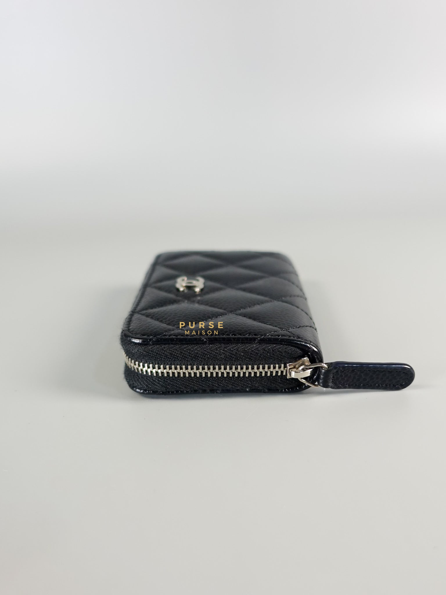 Zipped Cardholder in Black Caviar Leather & Silver Hardware Series 23 | Purse Maison Luxury Bags Shop