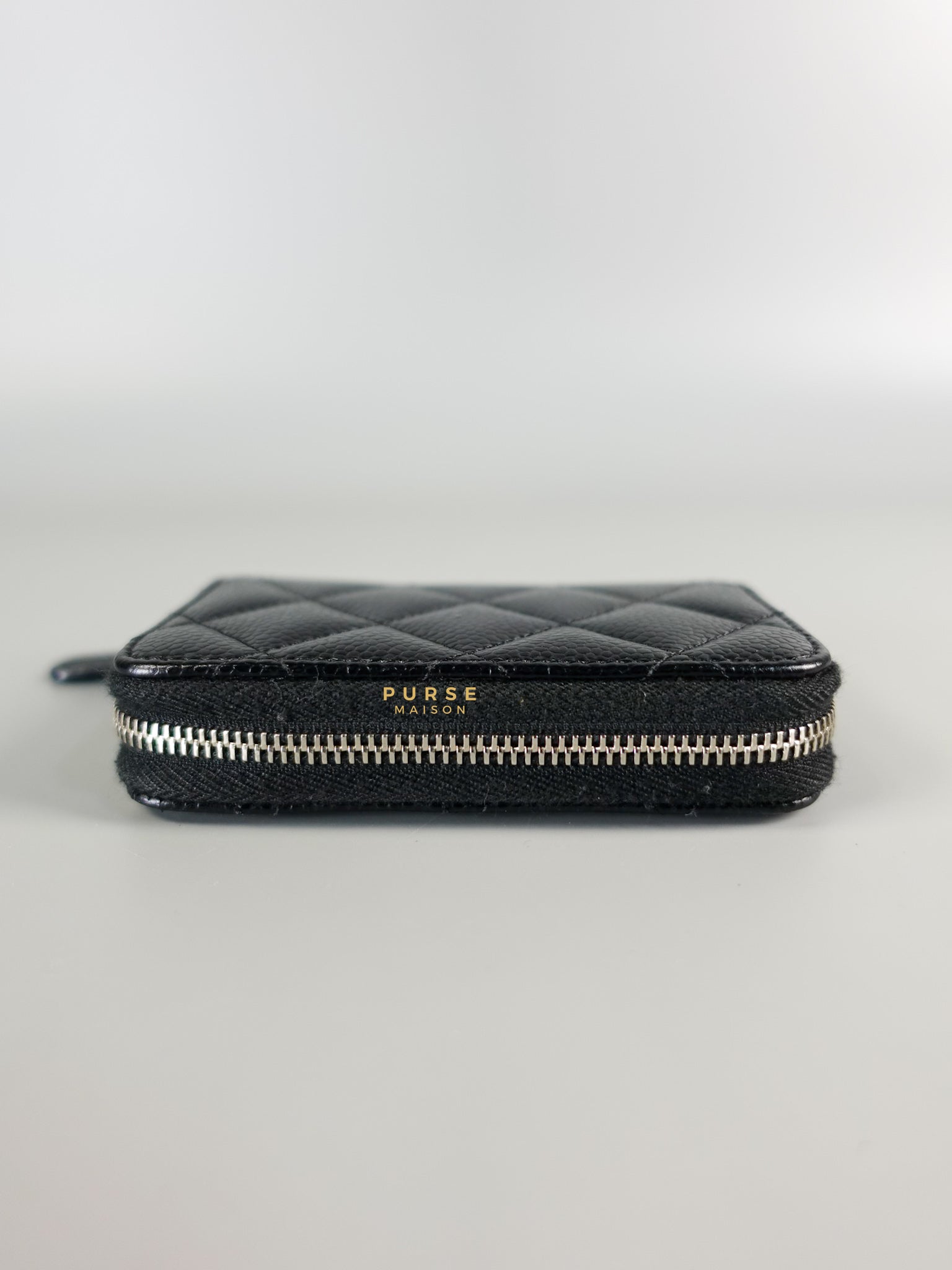 Zipped Cardholder in Black Caviar Leather & Silver Hardware Series 23 | Purse Maison Luxury Bags Shop