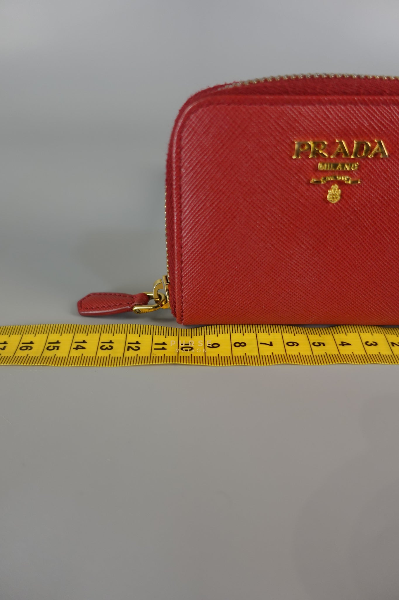 Zipped Cardholder in Red Leather | Purse Maison Luxury Bags Shop