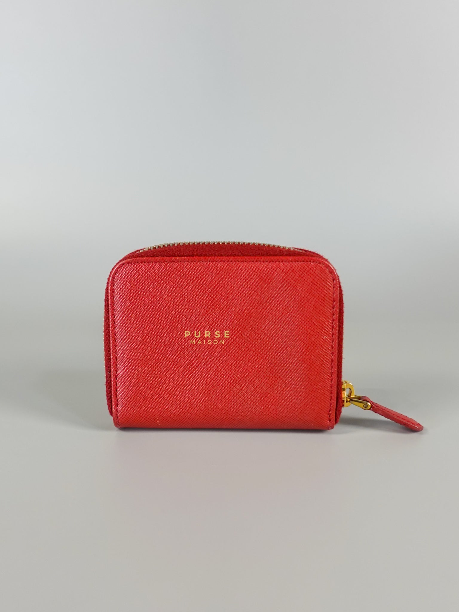 Zipped Cardholder in Red Leather | Purse Maison Luxury Bags Shop