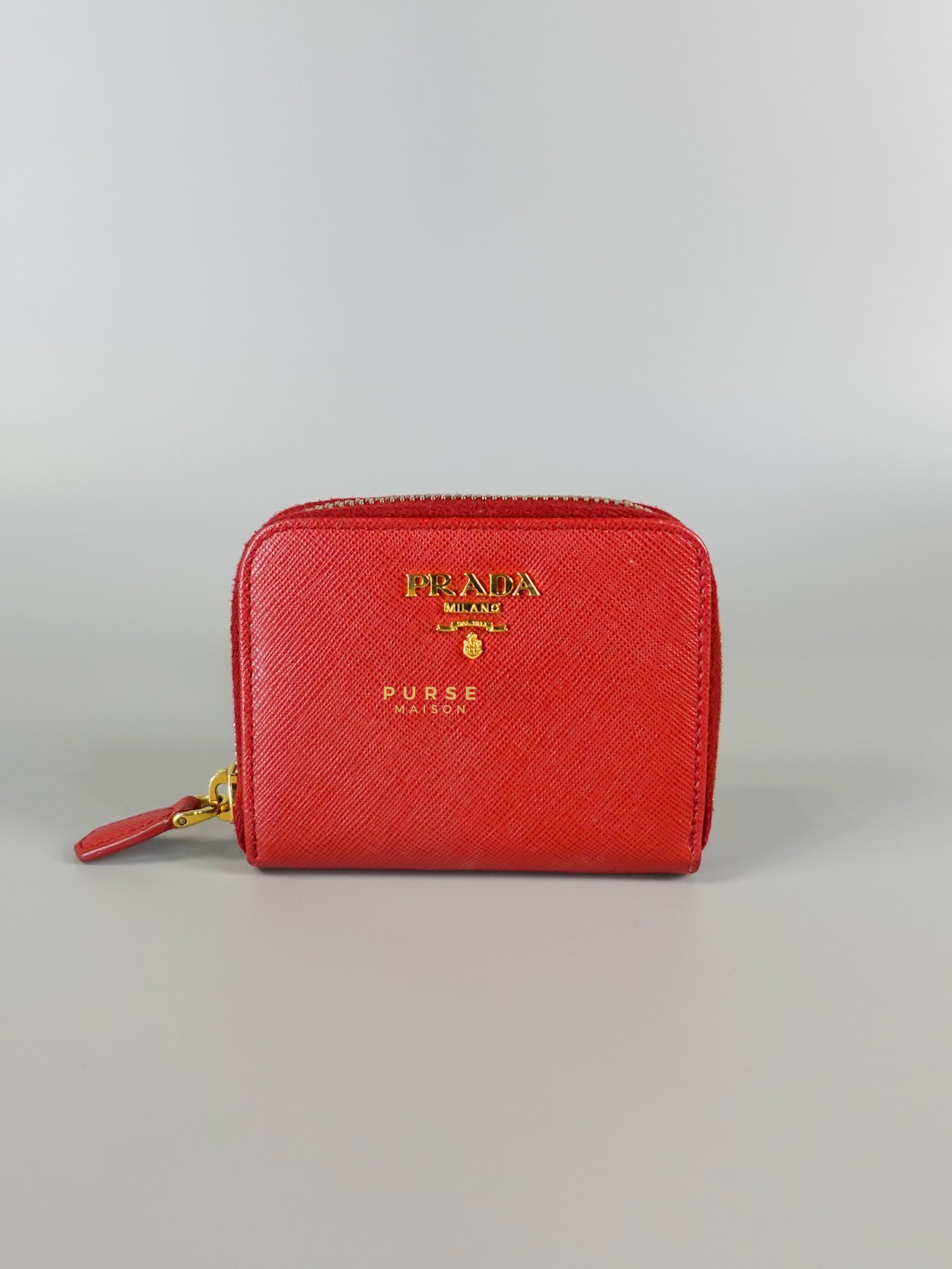 Zipped Cardholder in Red Leather | Purse Maison Luxury Bags Shop