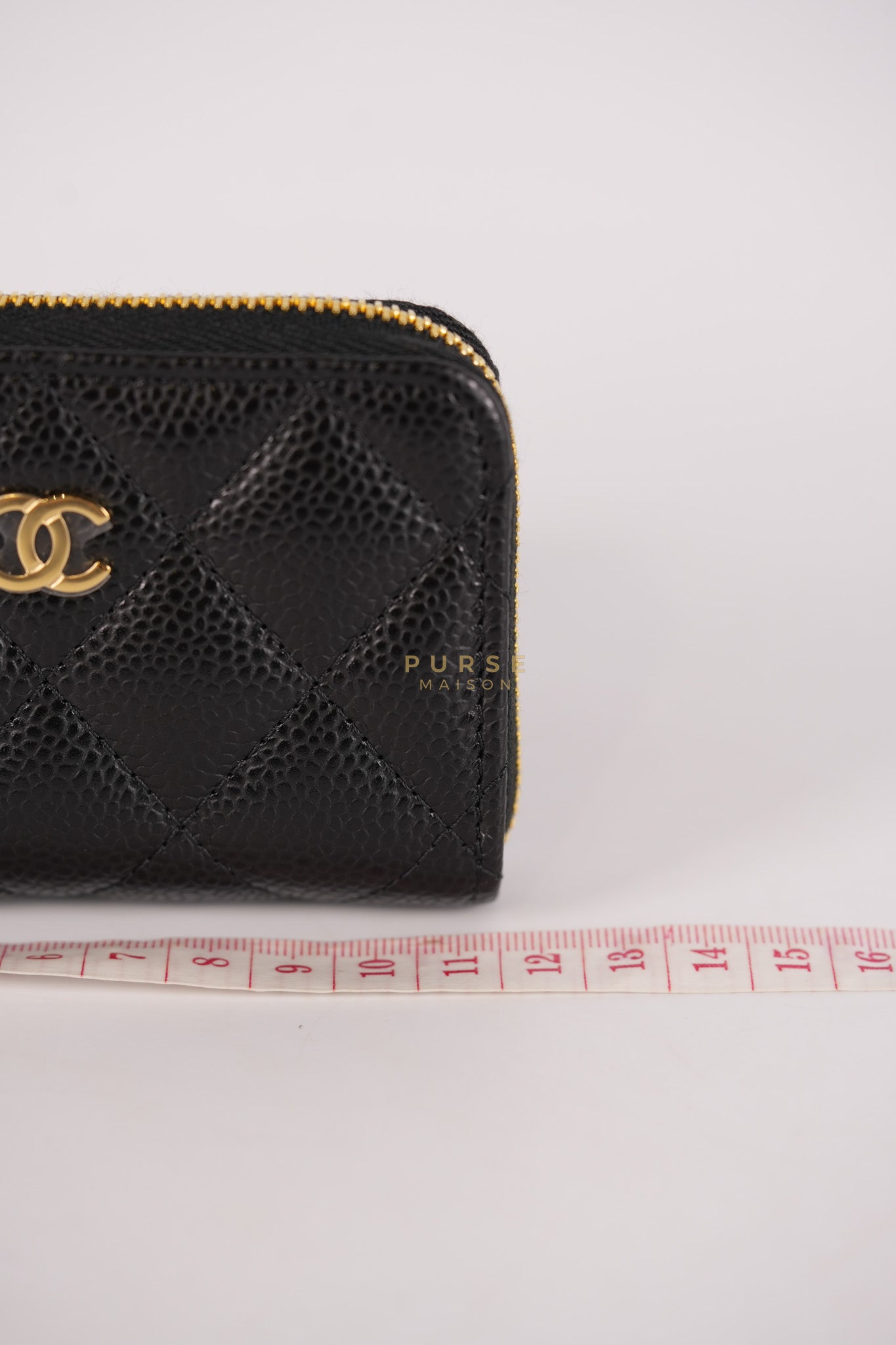 Zippy Card Holder in Black Caviar Leather Gold Hardware (Microchip) | Purse Maison Luxury Bags Shop