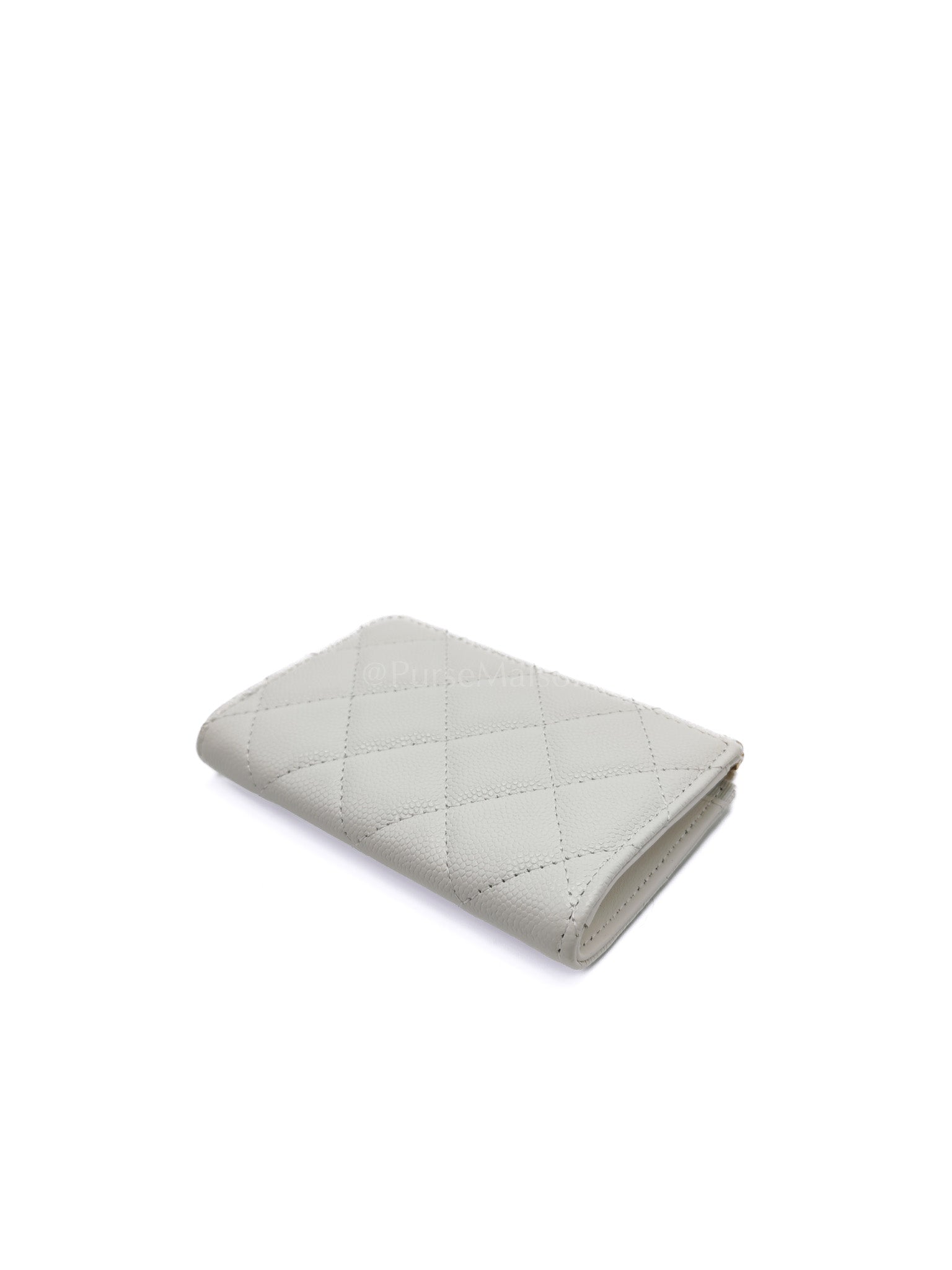 Zippy Key Pouch in White Quilted Caviar Leather and Light Gold Hardware (Microchip) | Purse Maison Luxury Bags Shop