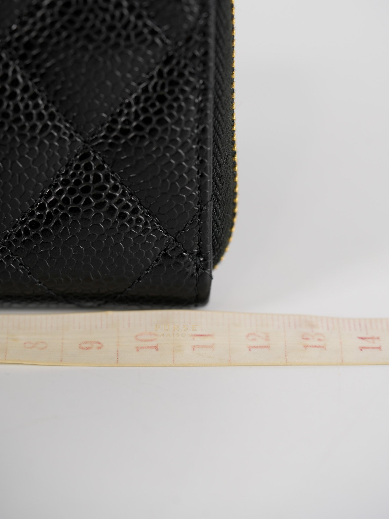 Zippy Wallet Card Holder in Black Quilted Caviar Leather & Gold Hardware (Series 30) | Purse Maison Luxury Bags Shop