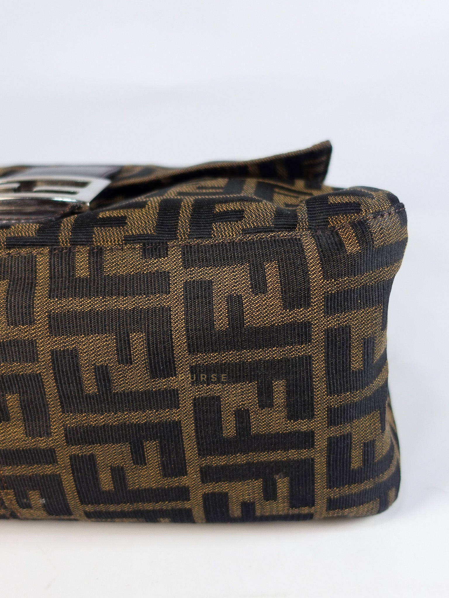 Zucca Mama Baguette Shoulder Bag in Brown & Black Silver Hardware | Purse Maison Luxury Bags Shop