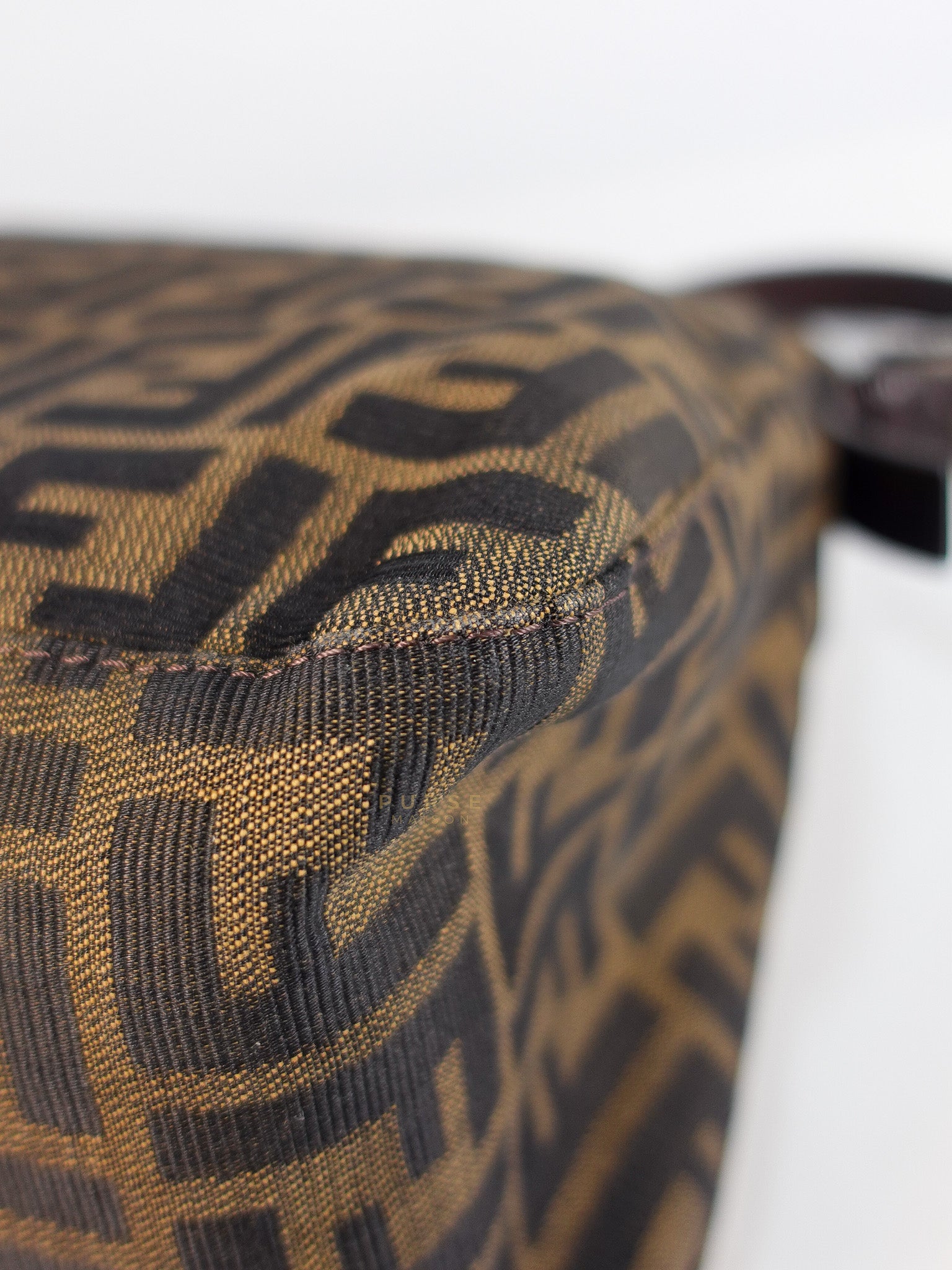 Zucca Mama Baguette Shoulder Bag in Brown & Black Silver Hardware | Purse Maison Luxury Bags Shop