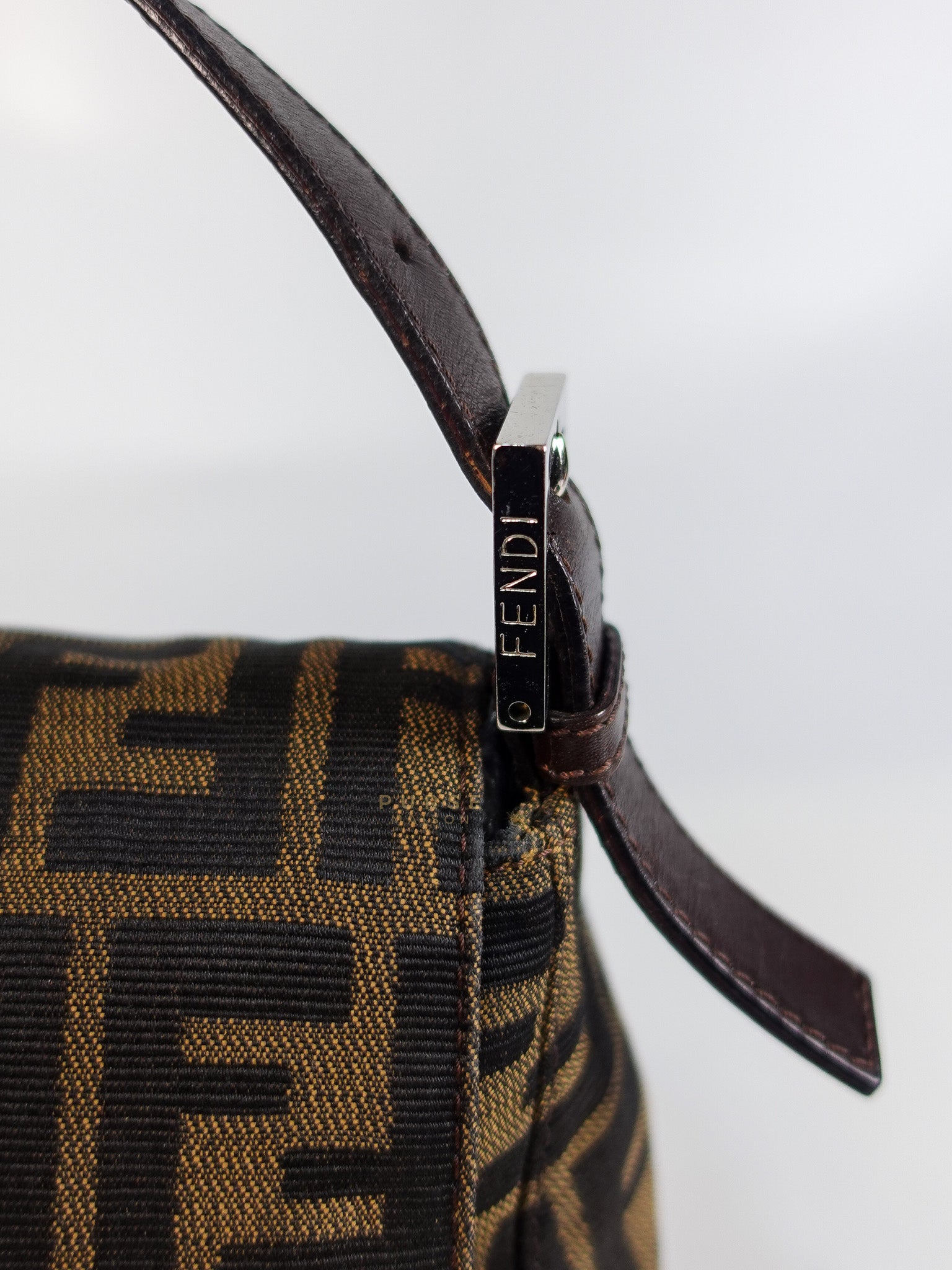 Zucca Mama Baguette Shoulder Bag in Brown & Black Silver Hardware | Purse Maison Luxury Bags Shop