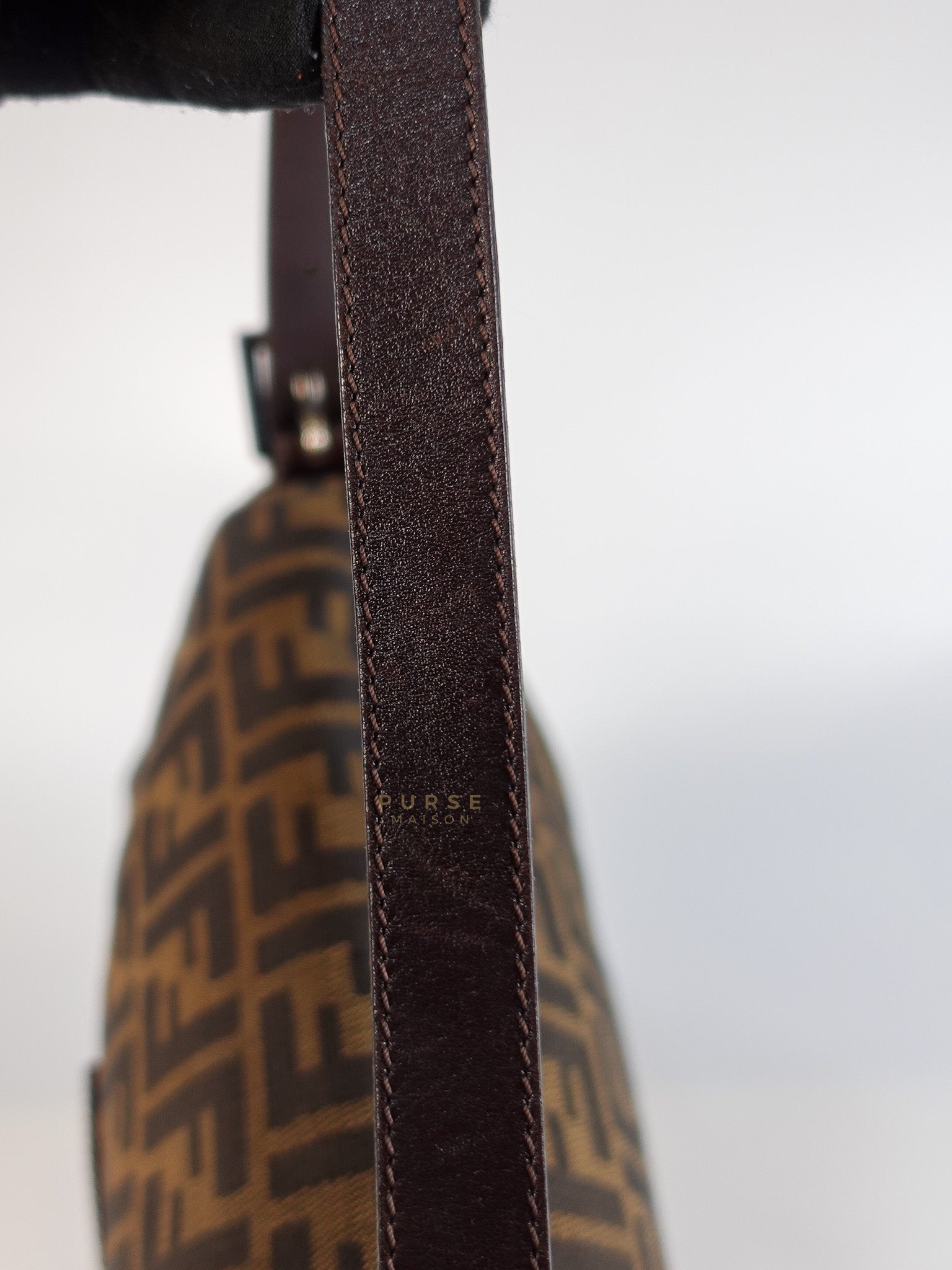 Zucca Mama Baguette Shoulder Bag in Brown & Black Silver Hardware | Purse Maison Luxury Bags Shop