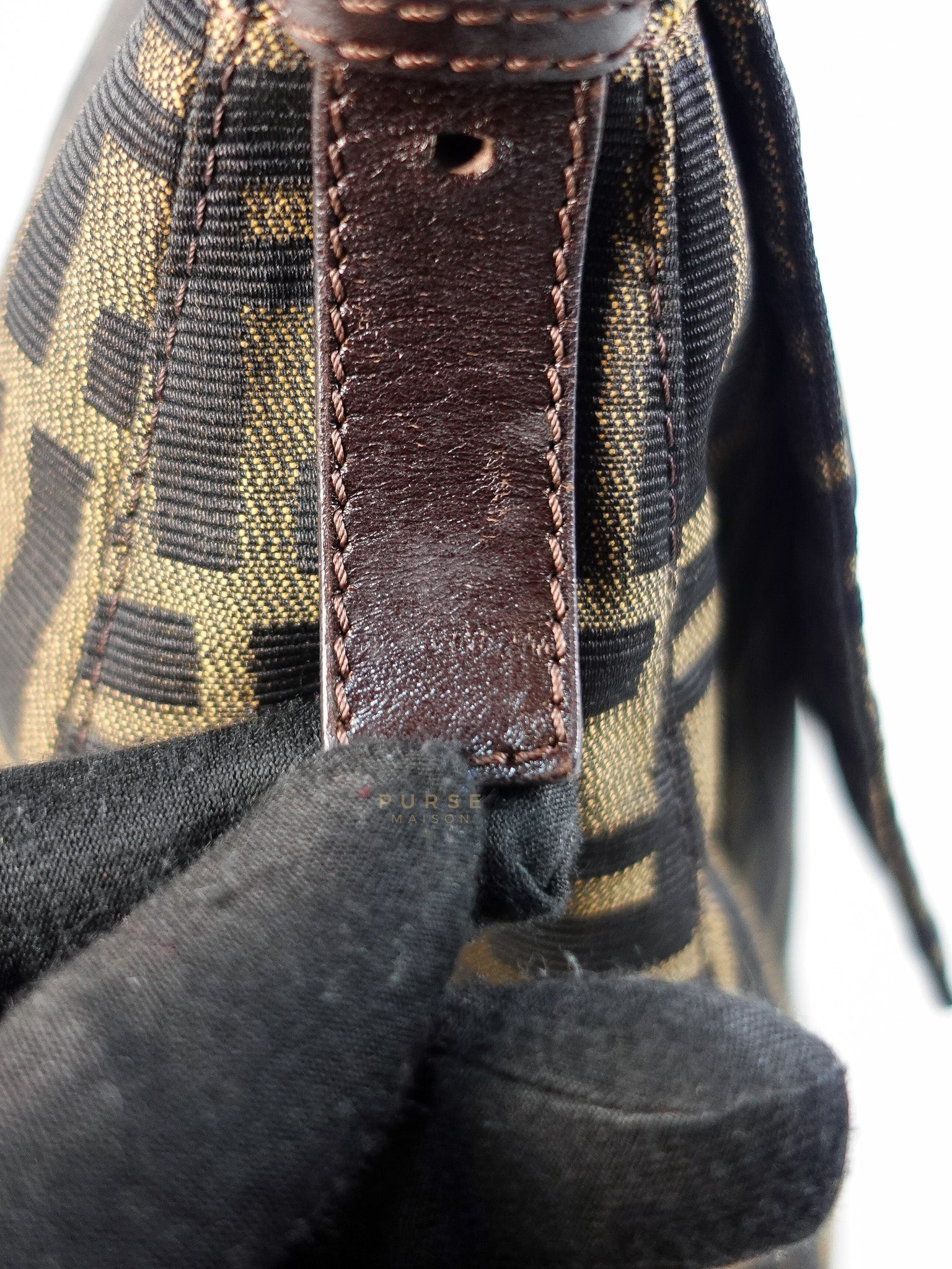 Zucca Mama Baguette Shoulder Bag in Brown & Black Silver Hardware | Purse Maison Luxury Bags Shop