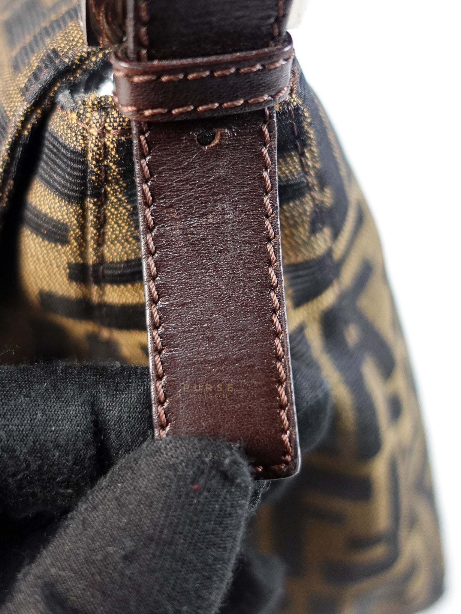 Zucca Mama Baguette Shoulder Bag in Brown & Black Silver Hardware | Purse Maison Luxury Bags Shop