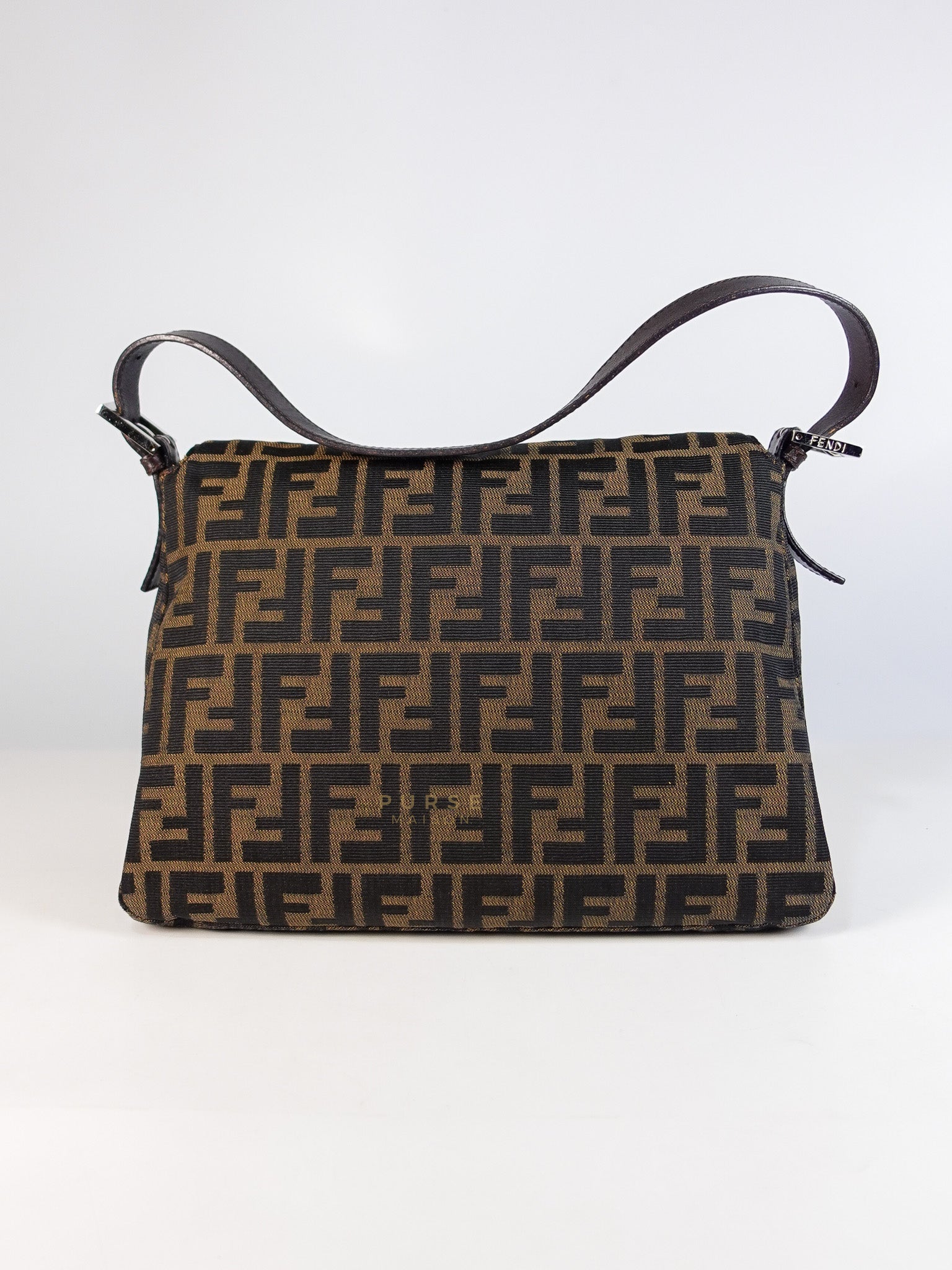 Zucca Mama Baguette Shoulder Bag in Brown & Black Silver Hardware | Purse Maison Luxury Bags Shop