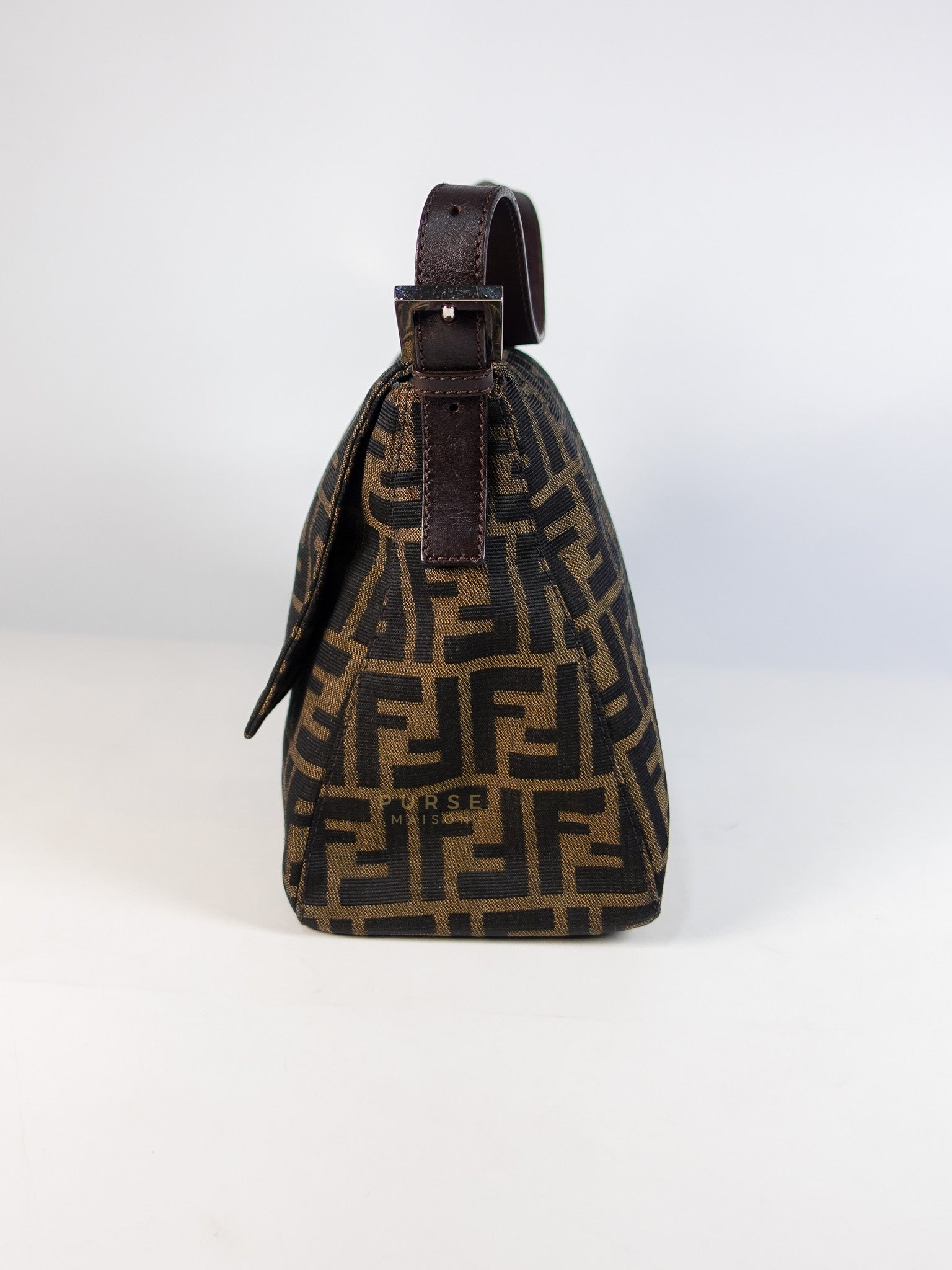 Zucca Mama Baguette Shoulder Bag in Brown & Black Silver Hardware | Purse Maison Luxury Bags Shop
