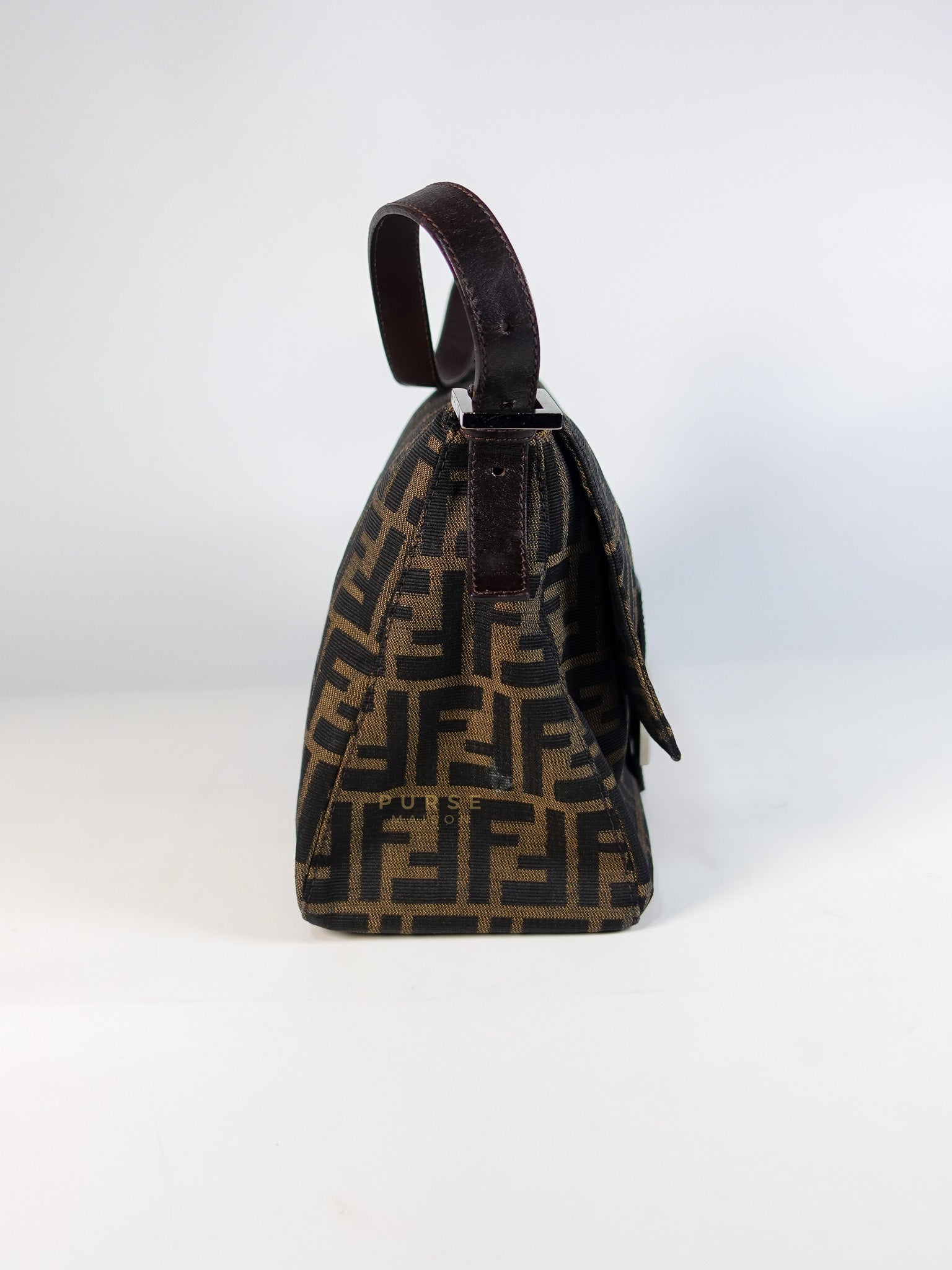 Zucca Mama Baguette Shoulder Bag in Brown & Black Silver Hardware | Purse Maison Luxury Bags Shop