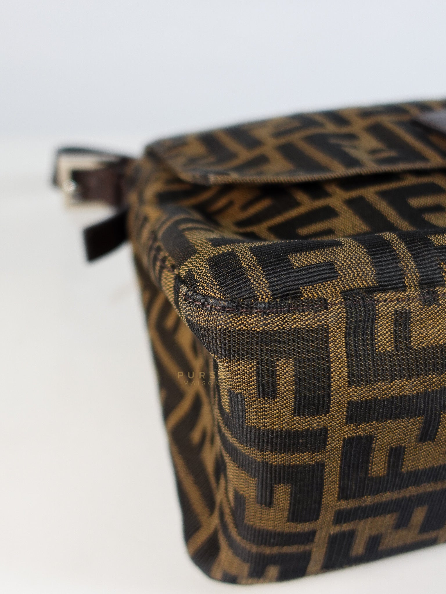 Zucca Mama Baguette Shoulder Bag in Brown & Black Silver Hardware | Purse Maison Luxury Bags Shop