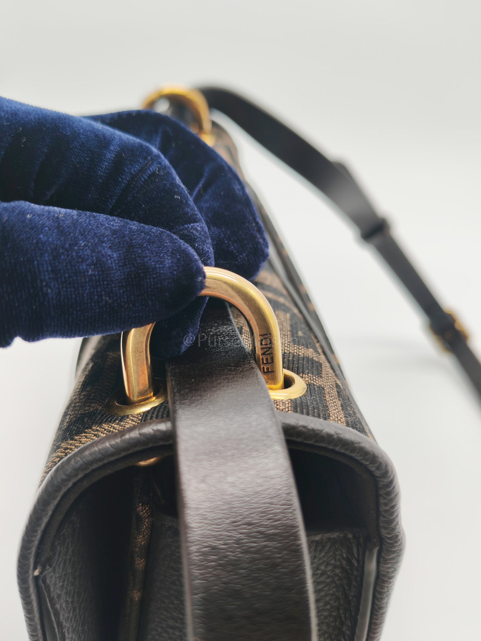 Zucca Medium C'mon Jacquard FF Canvas & Leather Trim Shoulder Bag | Purse Maison Luxury Bags Shop