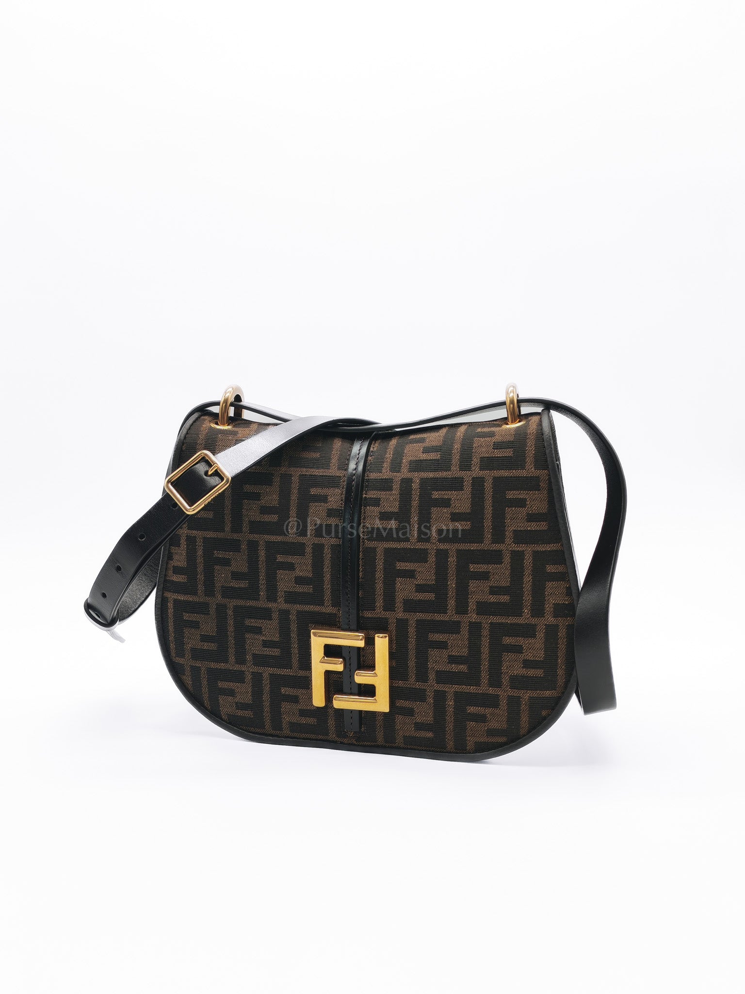 Zucca Medium C'mon Jacquard FF Canvas & Leather Trim Shoulder Bag | Purse Maison Luxury Bags Shop