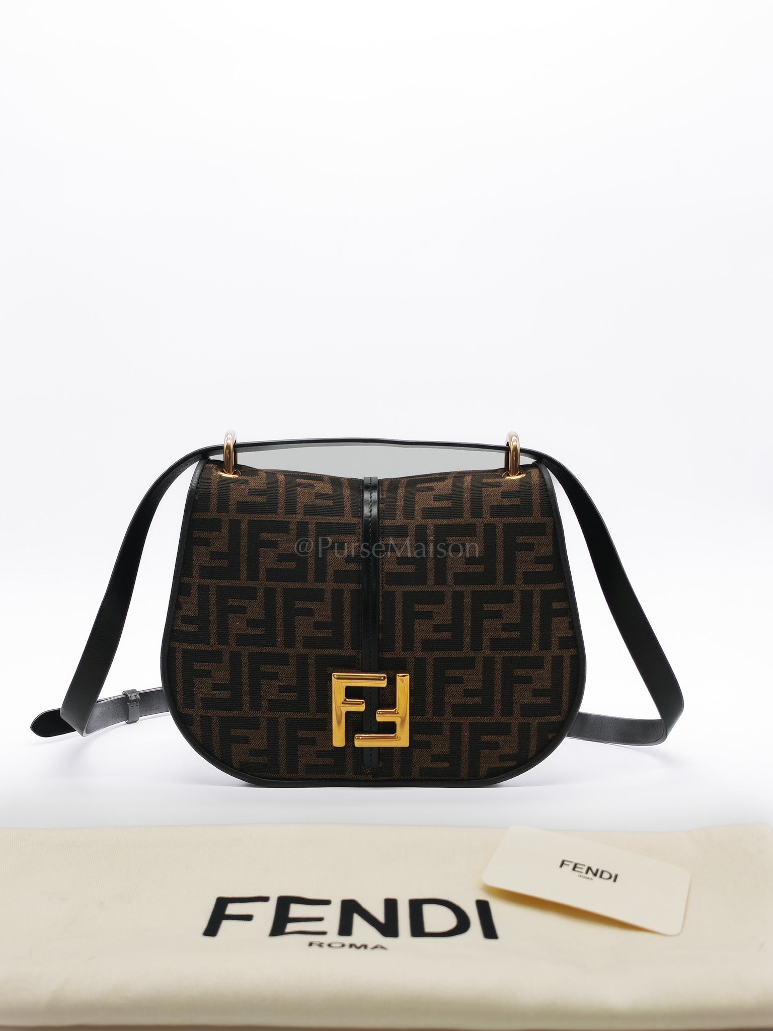 Zucca Medium C'mon Jacquard FF Canvas & Leather Trim Shoulder Bag | Purse Maison Luxury Bags Shop