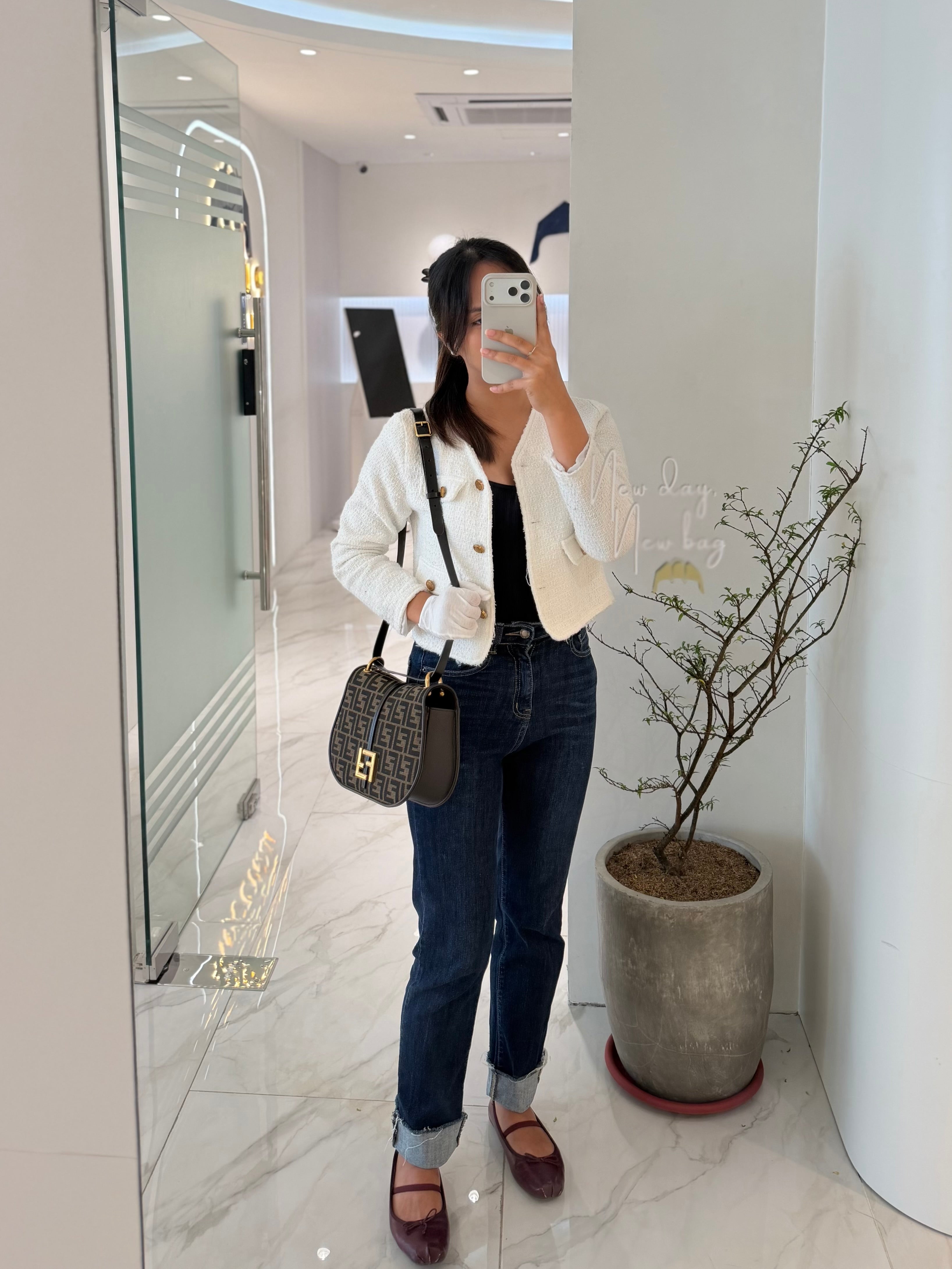 Zucca Medium C'mon Jacquard FF Canvas & Leather Trim Shoulder Bag | Purse Maison Luxury Bags Shop