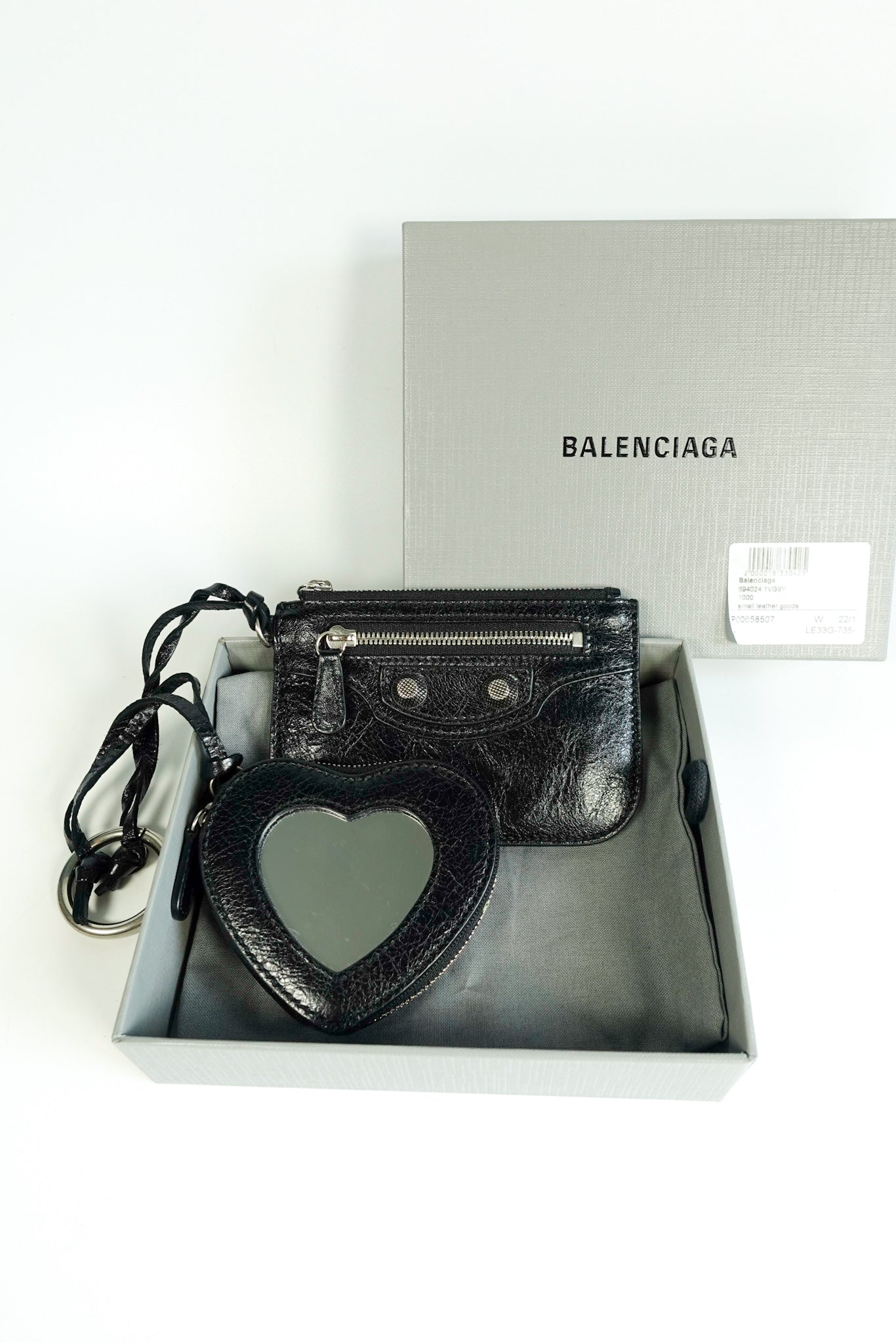 Balenciaga Agneau Le Cagole Clip On Card Mirror Black