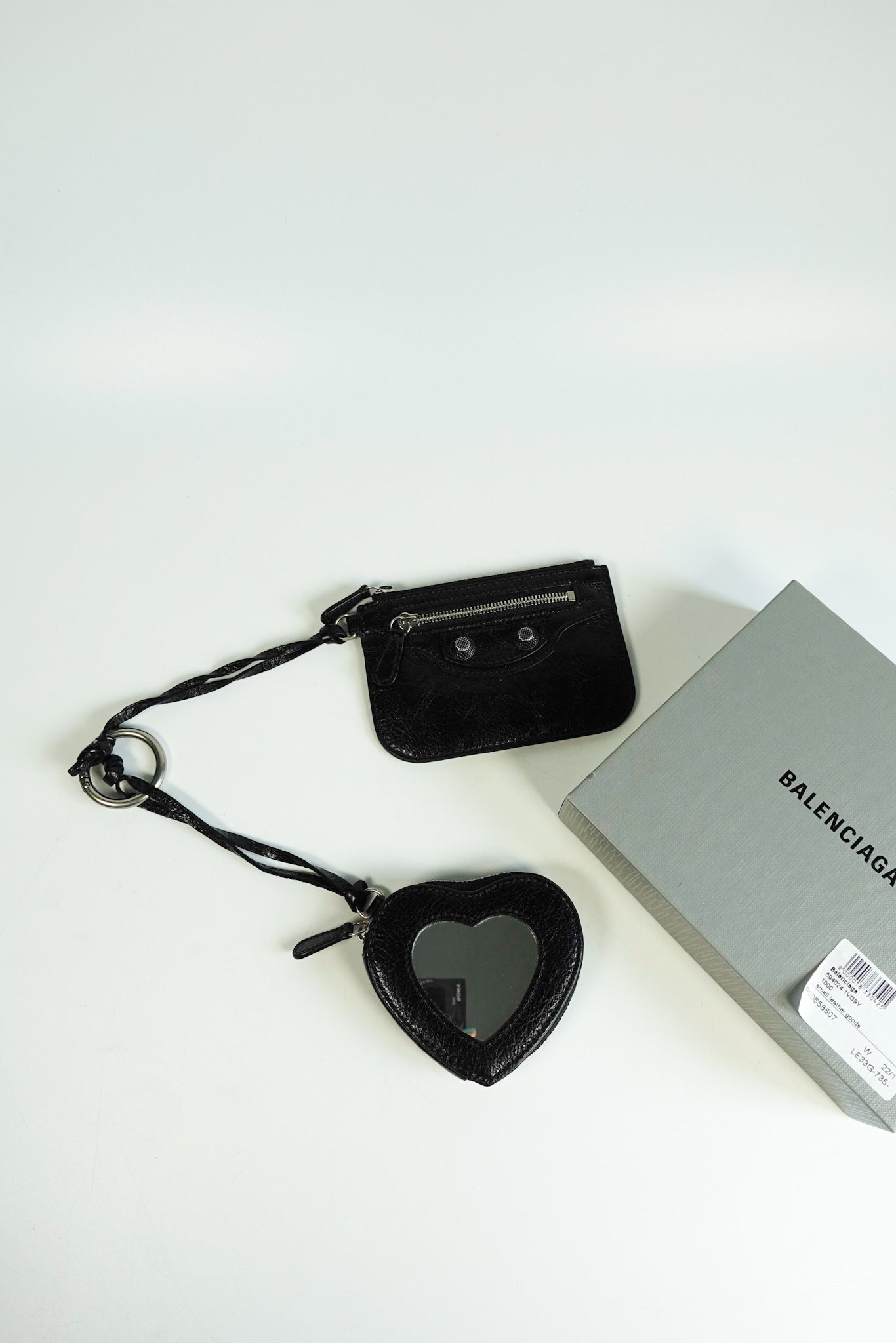 Balenciaga Agneau Le Cagole Clip On Card Mirror Black