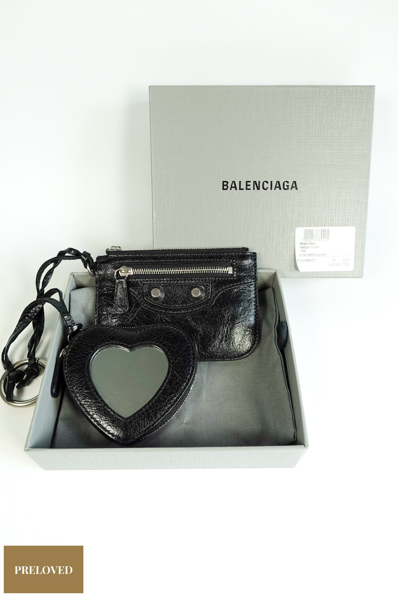 Balenciaga Agneau Le Cagole Clip On Card Mirror Black