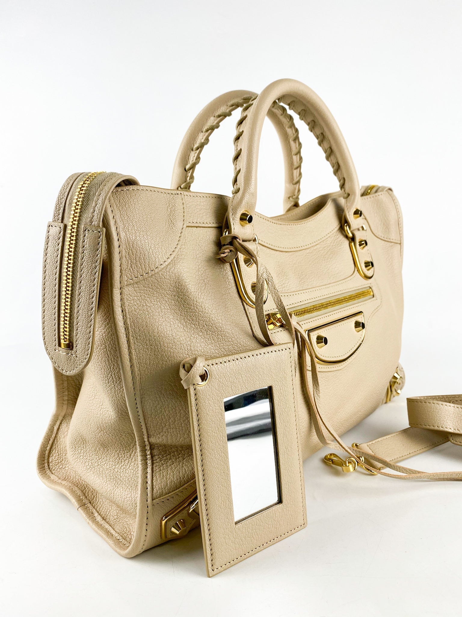 Balenciaga City Metallic Edge Beige in Gold Hardware (Medium)