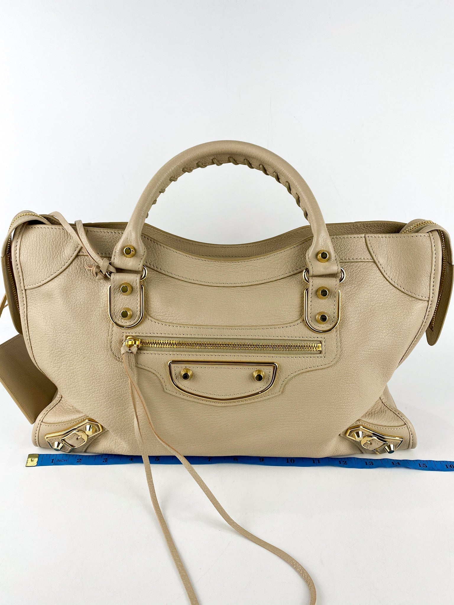 Balenciaga City Metallic Edge Beige in Gold Hardware (Medium)