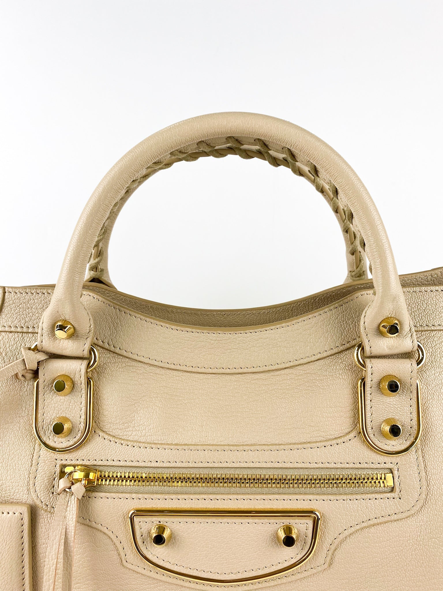 Balenciaga City Metallic Edge Beige in Gold Hardware (Medium)