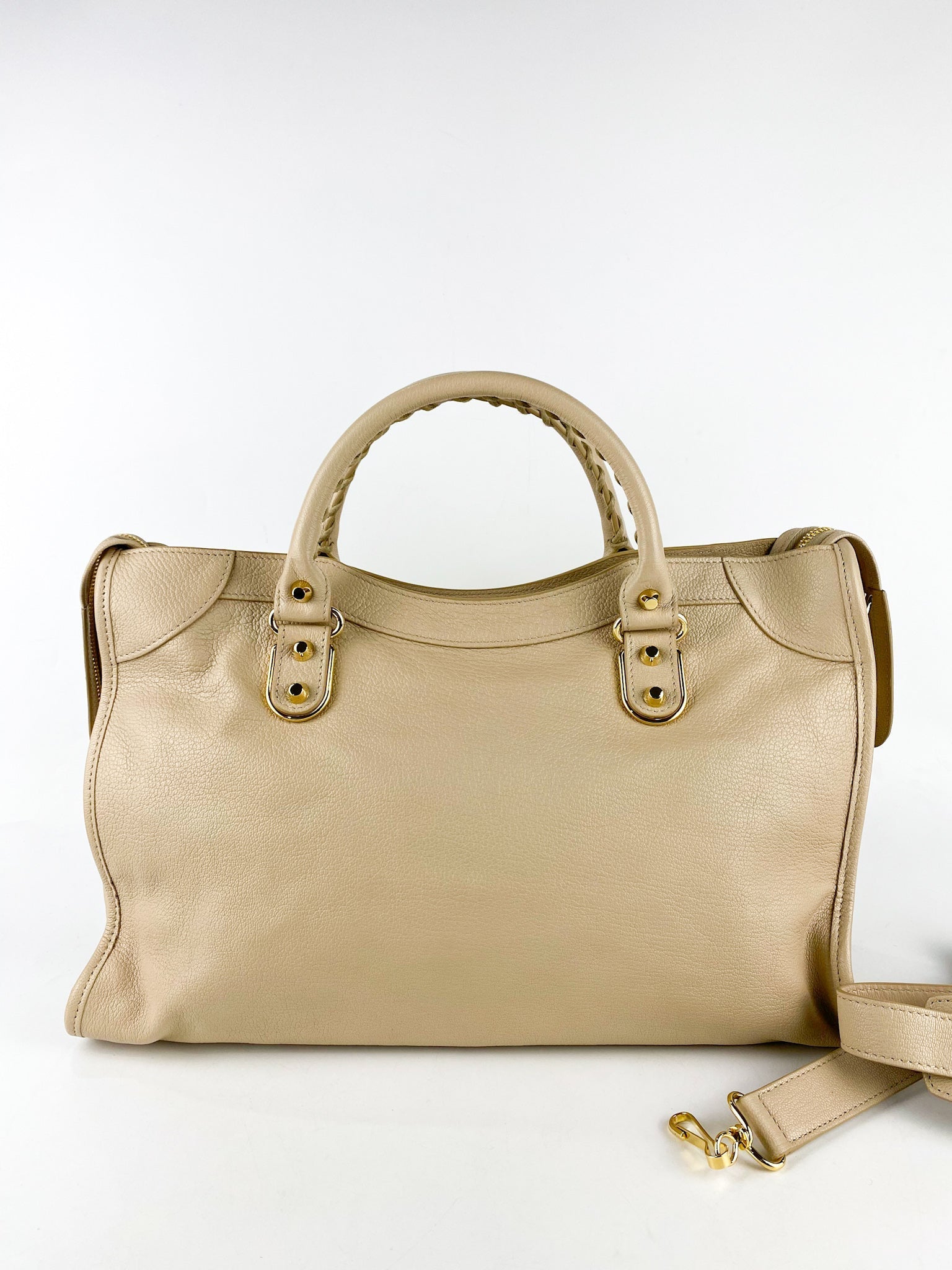 Balenciaga City Metallic Edge Beige in Gold Hardware (Medium)