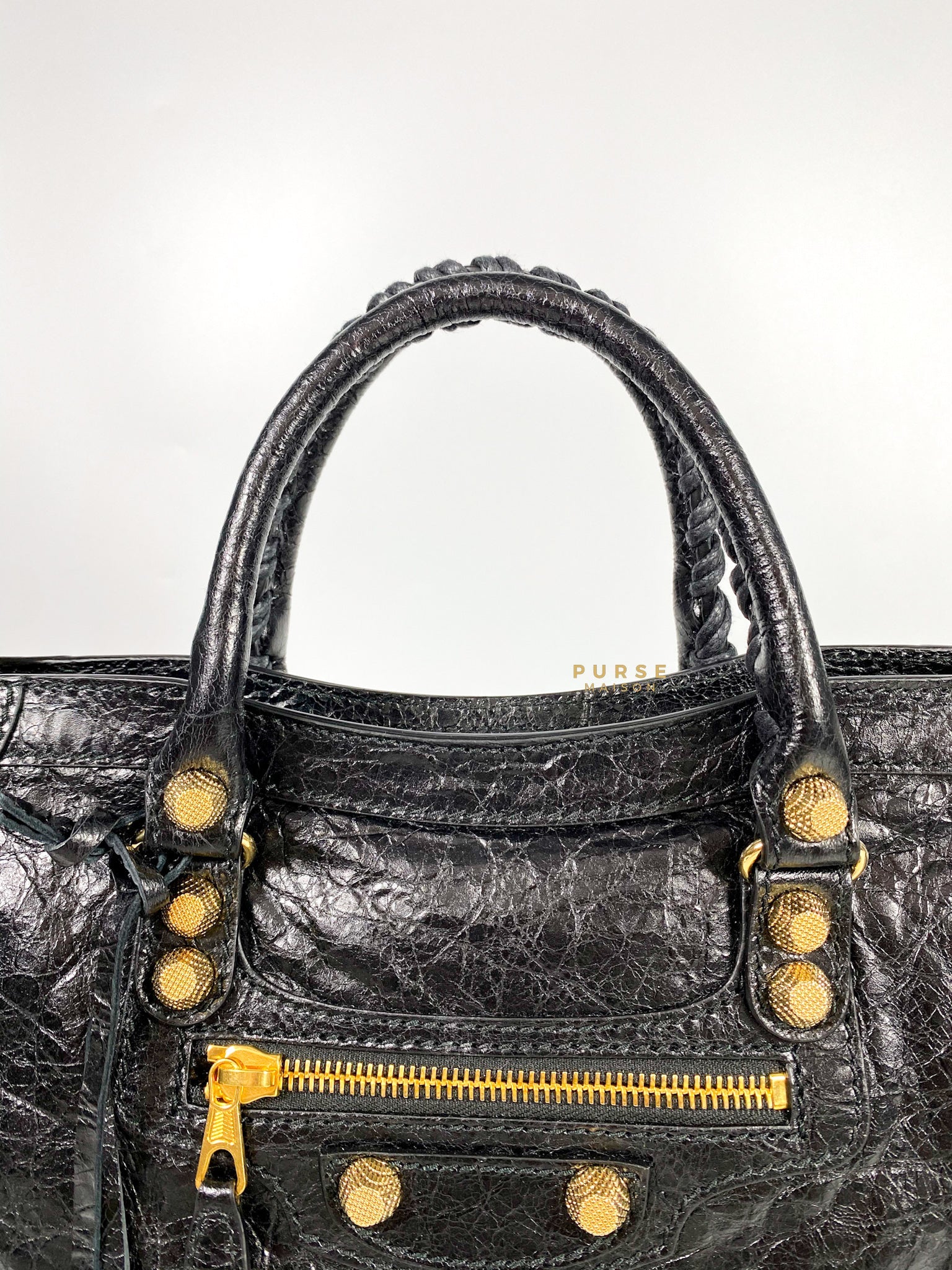 Balenciaga Classic City Small in Gold Hardware and Black Agneau Leather