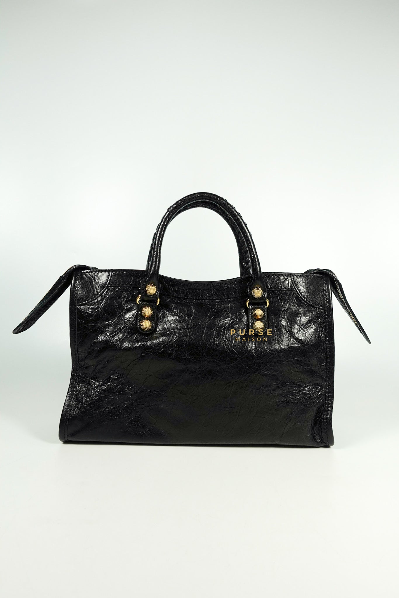 Balenciaga Classic City Small in Gold Hardware and Black Agneau Leather