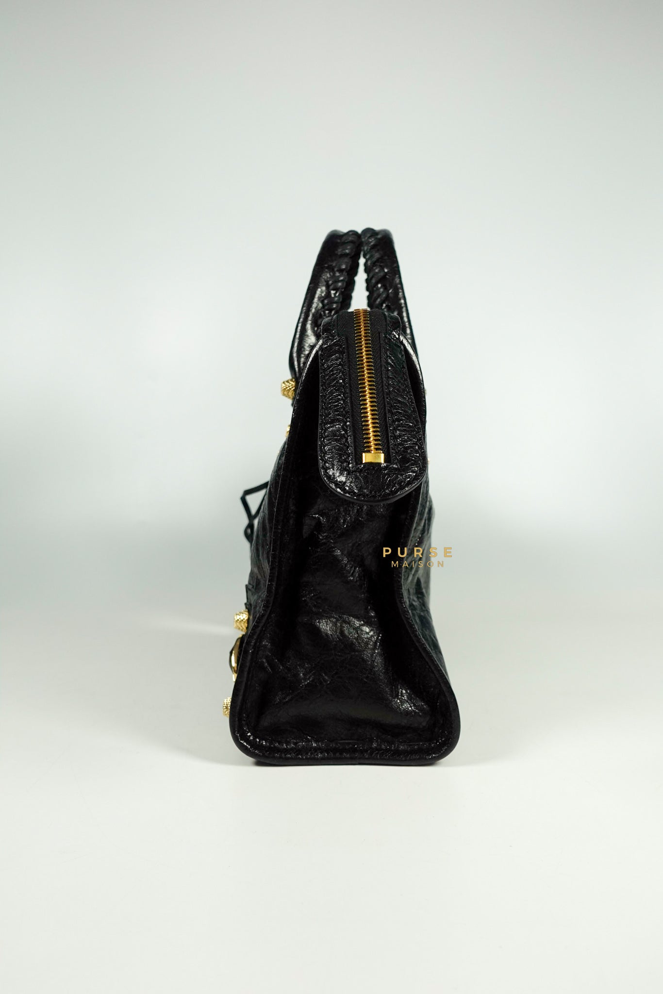 Balenciaga Classic City Small in Gold Hardware and Black Agneau Leather