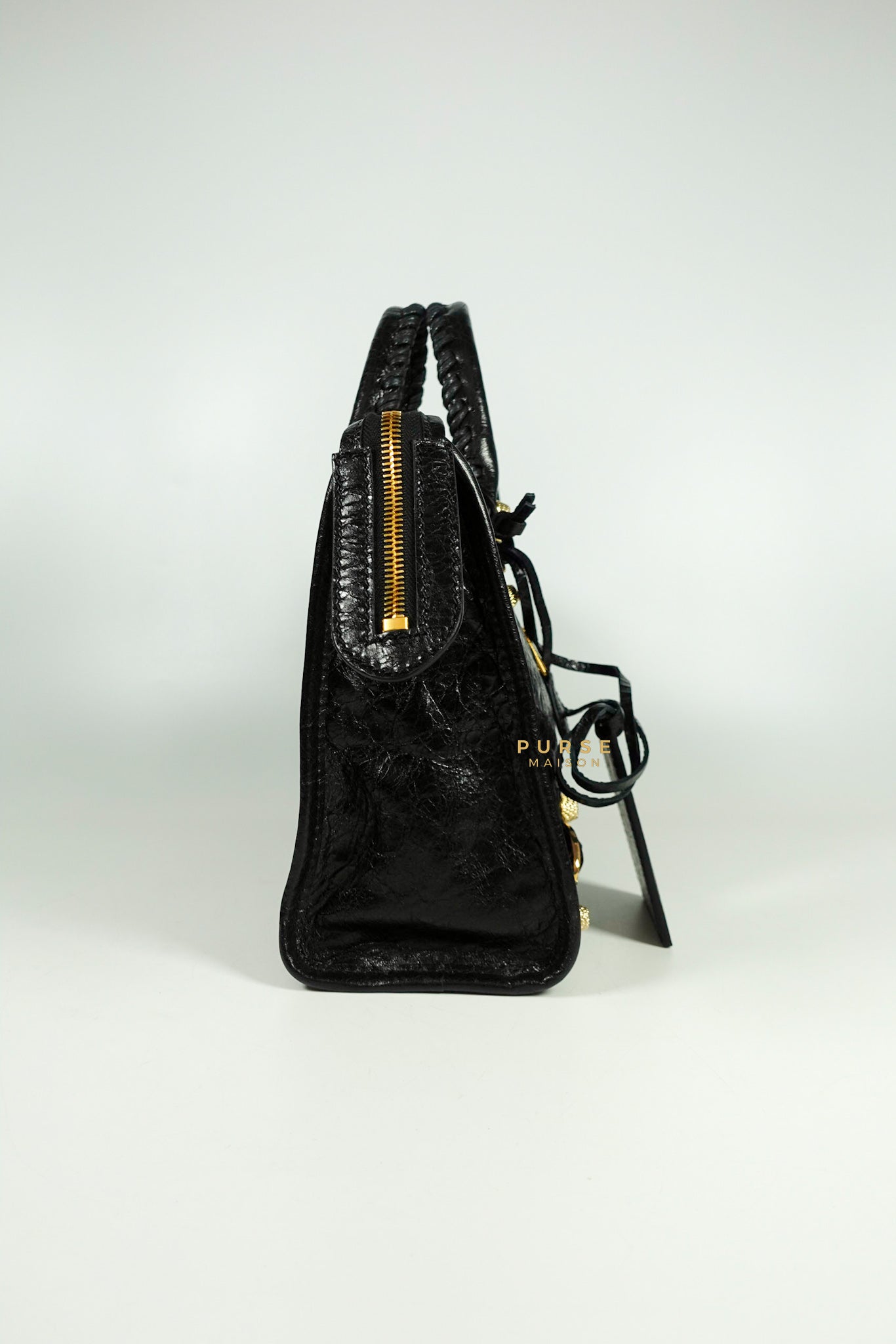 Balenciaga Classic City Small in Gold Hardware and Black Agneau Leather