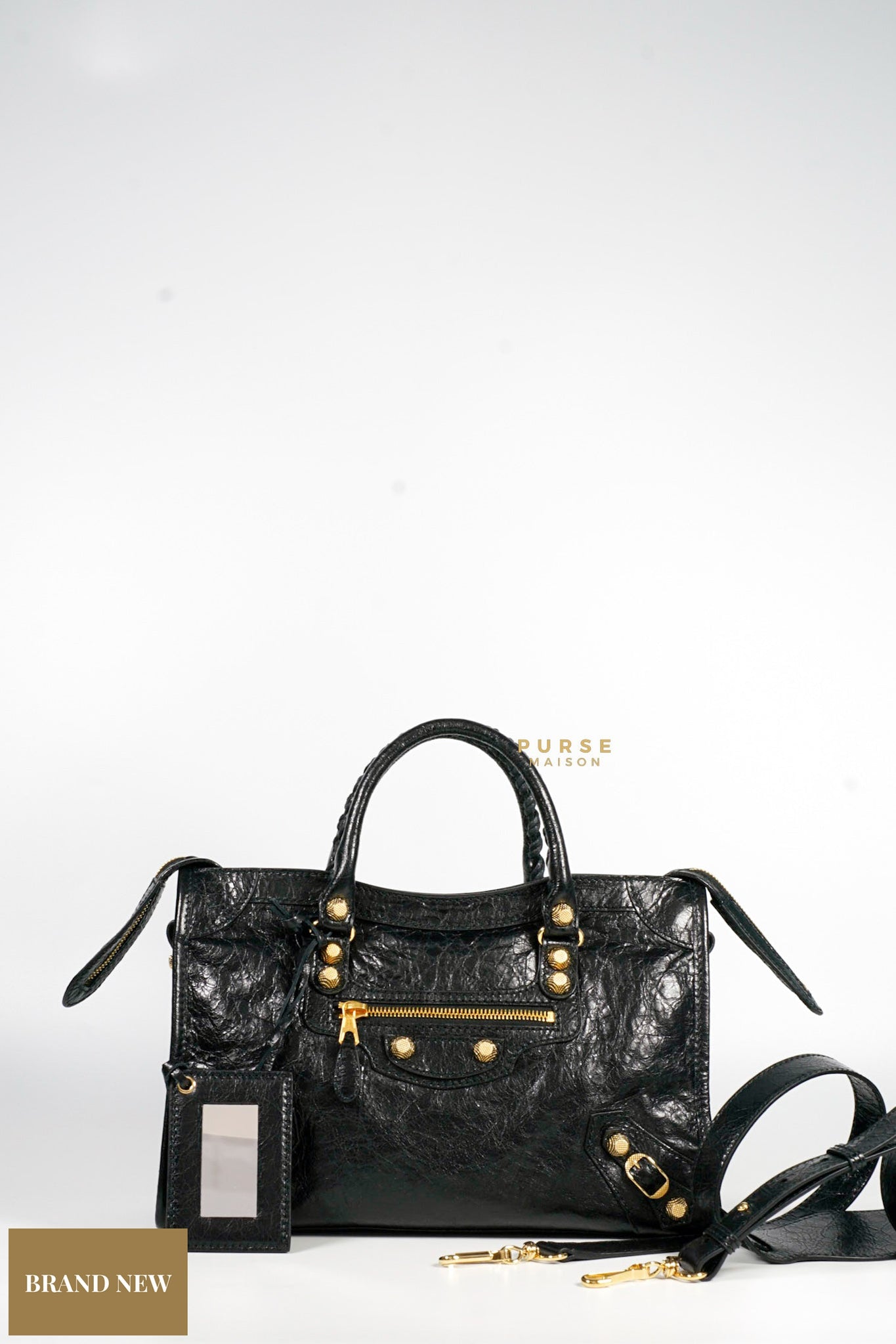 Balenciaga Classic City Small in Gold Hardware and Black Agneau Leather