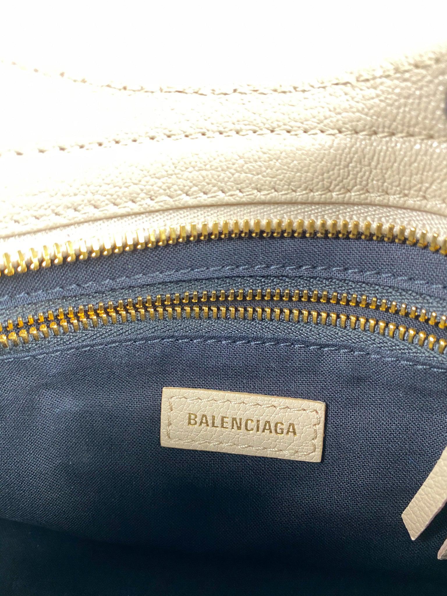 Balenciaga Gold Metallic Edge Mini City Beige Praline