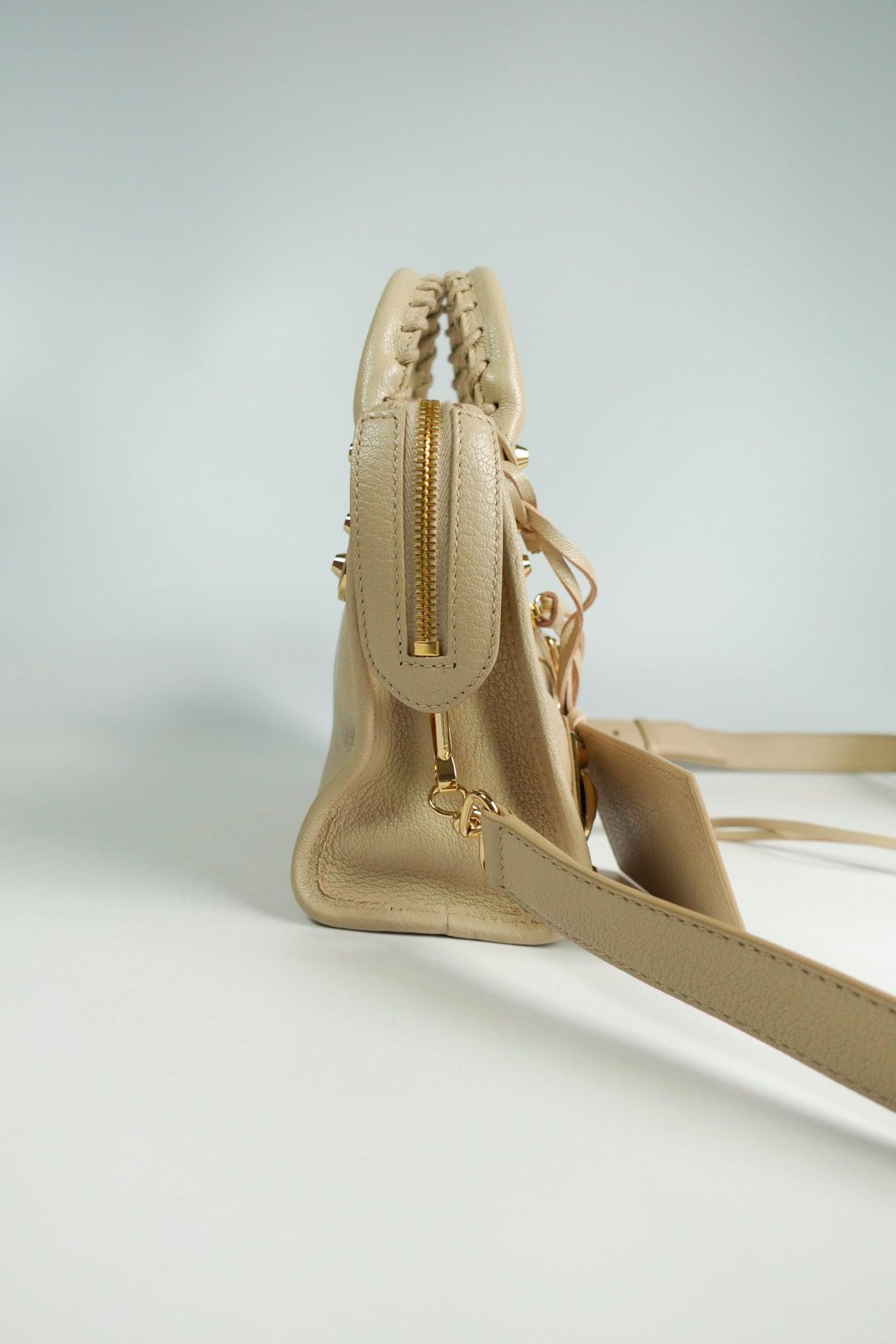 Balenciaga Gold Metallic Edge Mini City Beige Praline