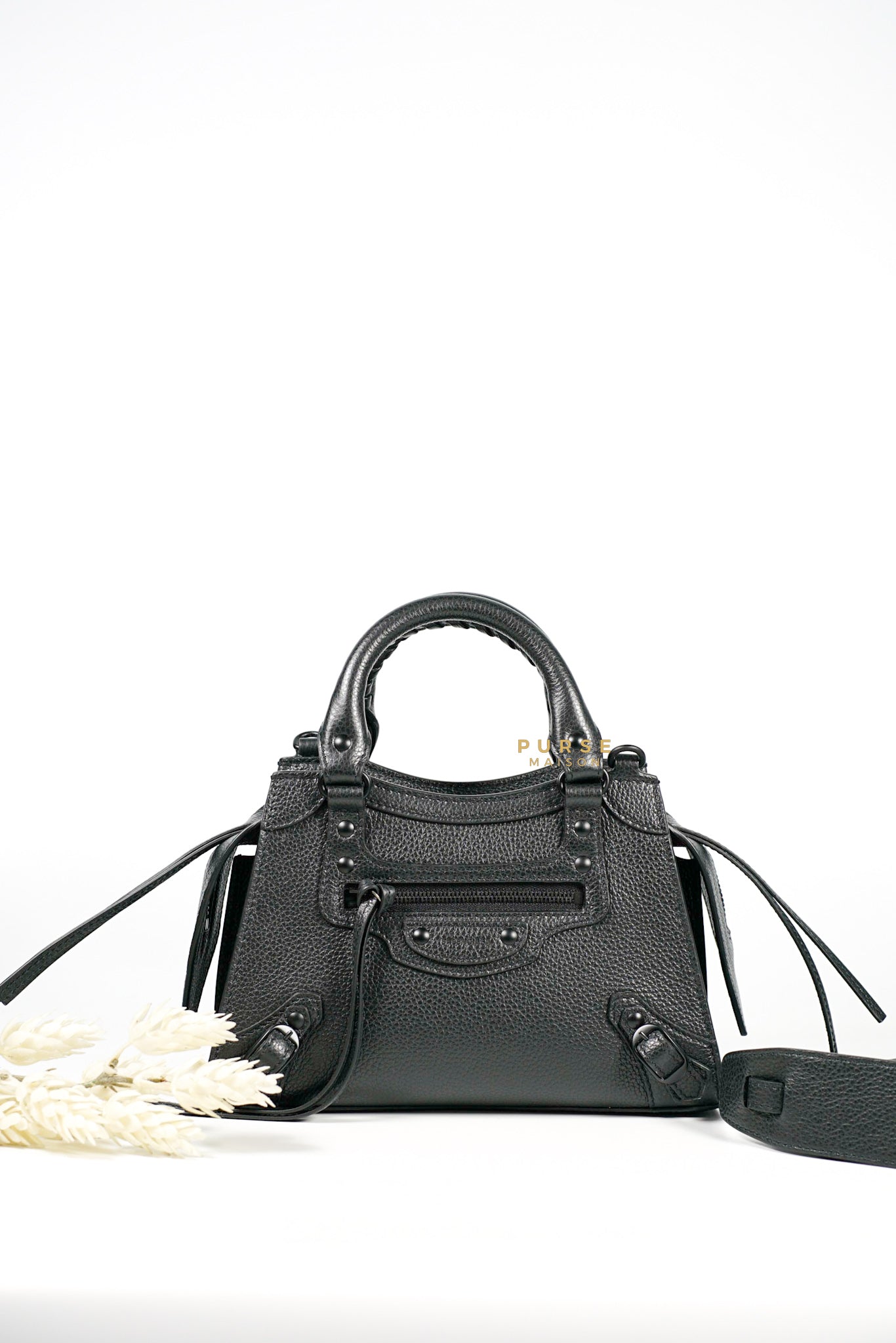 Balenciaga Grained Calfskin Mini Neo Classic All Black