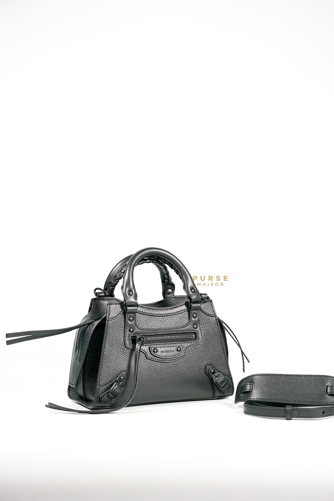 Balenciaga Grained Calfskin Mini Neo Classic All Black