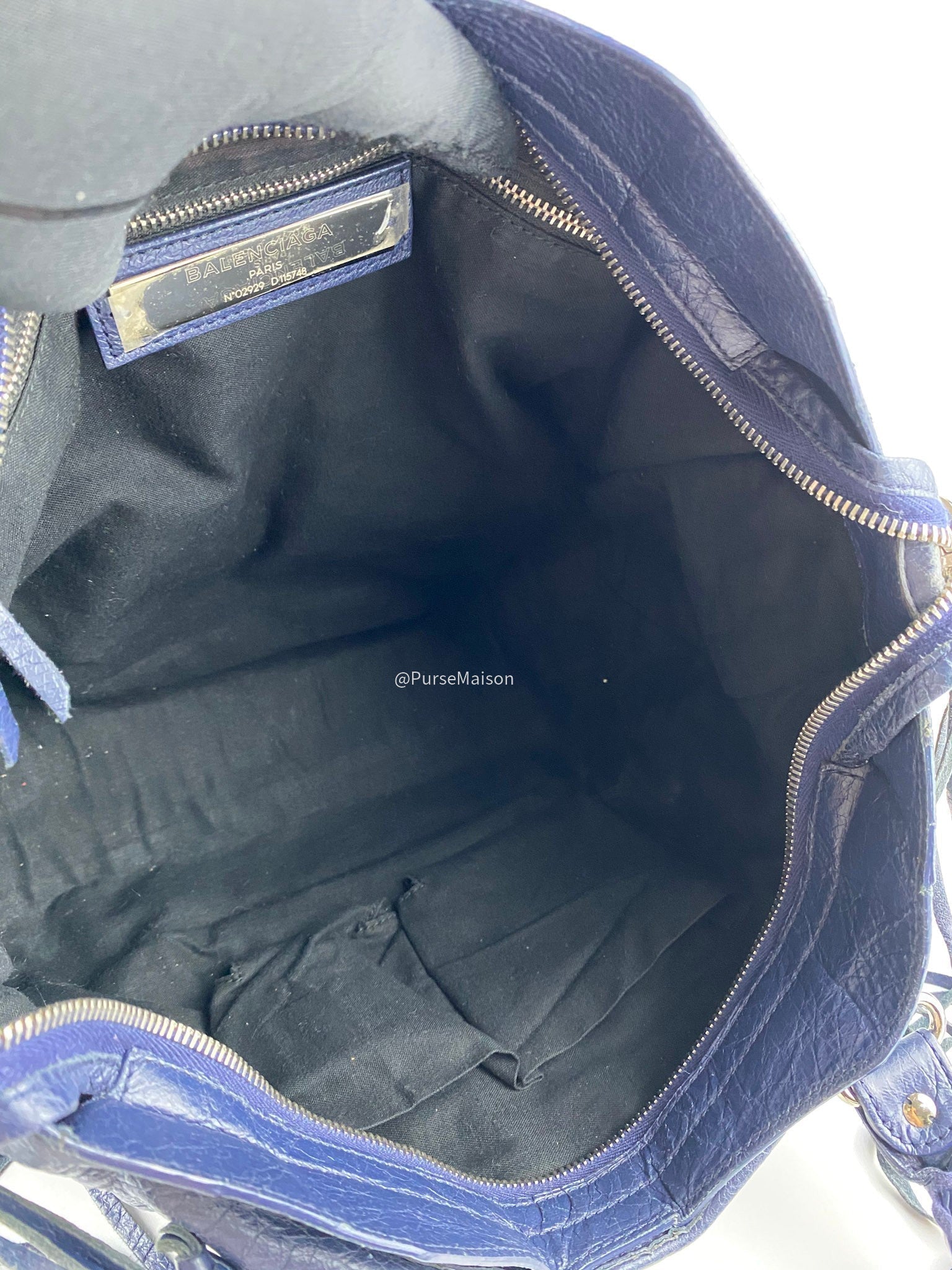 Balenciaga Medium Classic City Navy Blue Lambskin with Entrupy